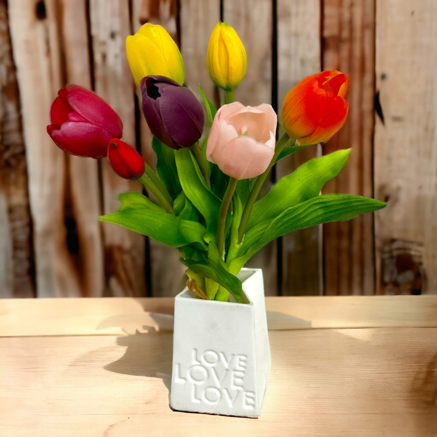 Kunsttulpe Künstlicher Tulpenstrauß mit 7 Tulpen 30cm. BUNT, Floratexx GmbH, Höhe 30.00 cm