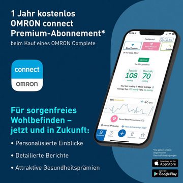 Omron Blutdruckmessgerät Complete smartes Blutdruck- & EKG-Messgerät, JETZT mit 1 Jahr OMRON connect Premium Abonnement GRATIS