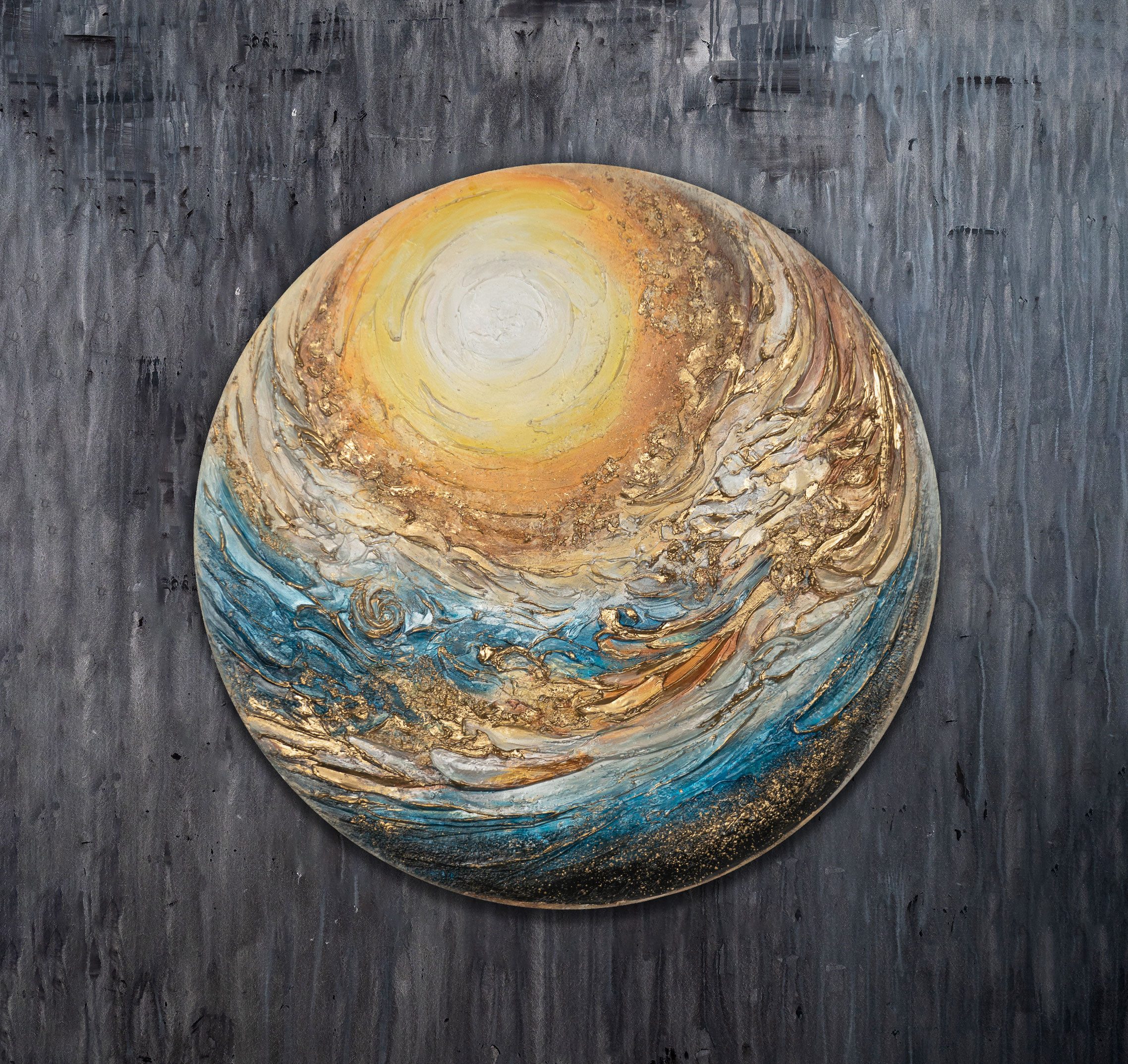 YS-Art Gemälde nachtleuchtendes rundes Leinwandbild eines Planeten, Fluores günstig online kaufen