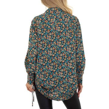 Ital-Design Longbluse Damen Boho/Hippie Hemd Zierschleife Geblümt Longbluse in Blau