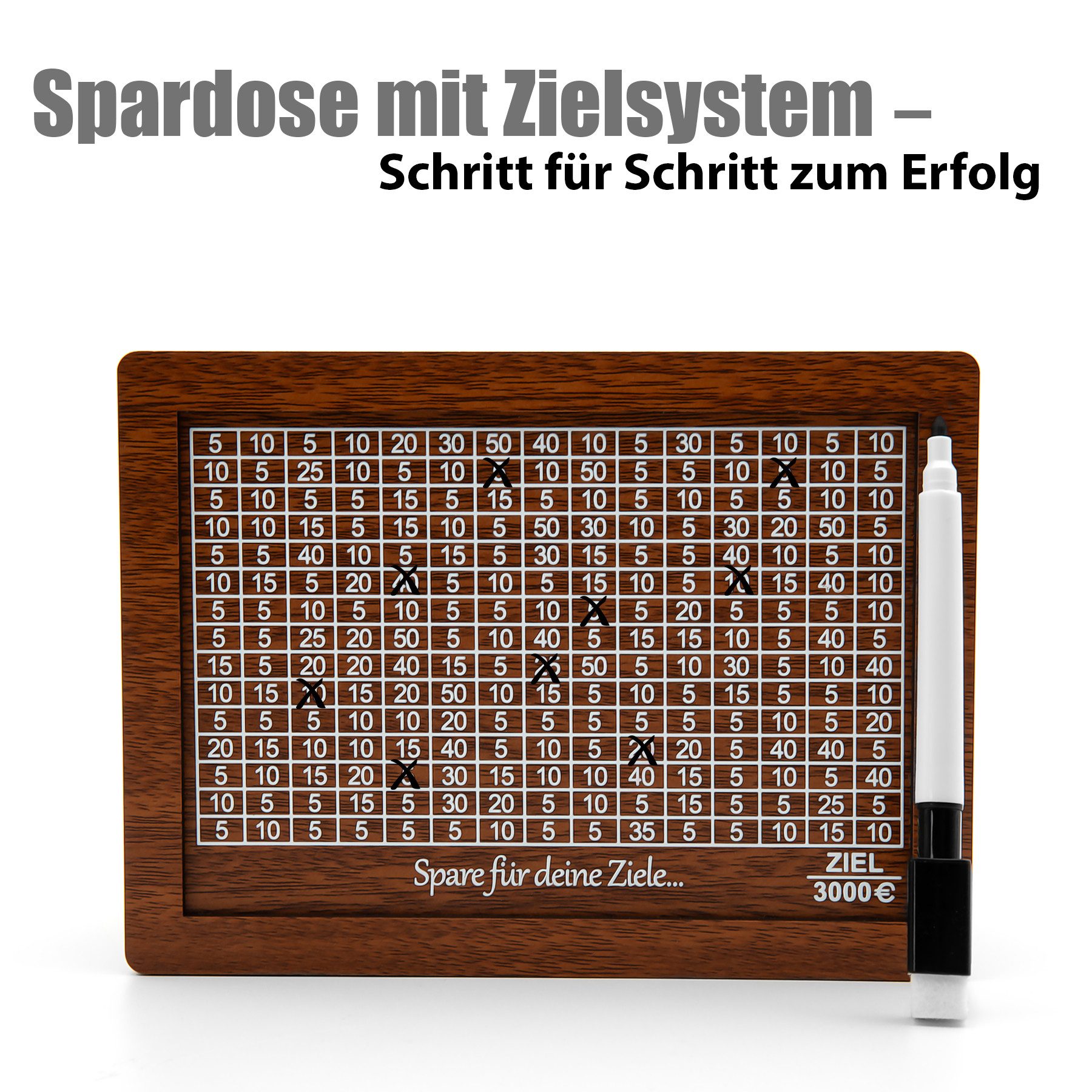 BigDean Spardose Spardose mit Ziel 3000€ aus Holz – Sparbox in Geschenkverpackung, (Packung, 1-tlg., Spardose), Sparen leicht gemacht, Klares Ziel – Bild 5 von 5