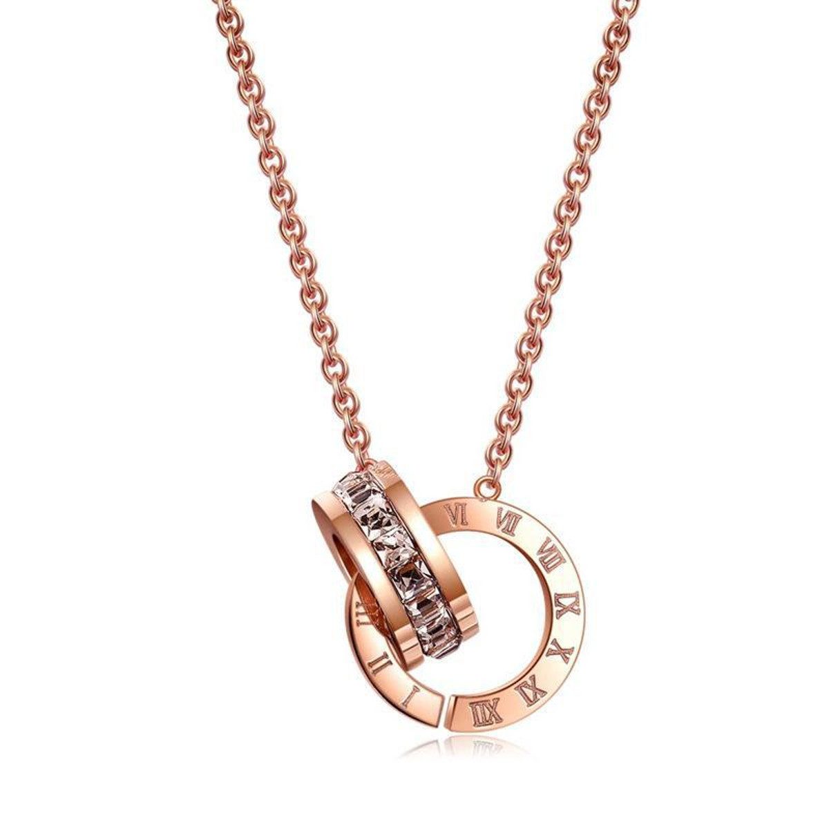 KARMA Kette mit Anhänger Halskette Roségold Edelstahl Damenkette Damenhalskette (wasserfest & antiallergisch, Geschenk für Frauen Damenhalskette Damenkette Edelstahlhalskette), Edelstahlkette Kette Halskette Damen Damenschmuck Edelstahlschmuck
