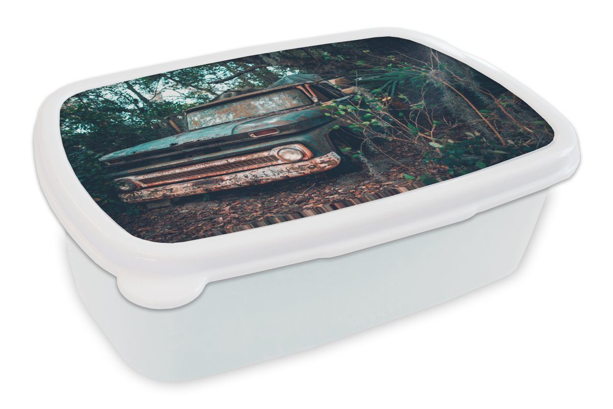 MuchoWow Lunchbox Verlassener rostiger (2-tlg), weiß Kinder und für Mädchen Erwachsene, Lastwagen, und Brotbox Jungs Kunststoff, für Brotdose