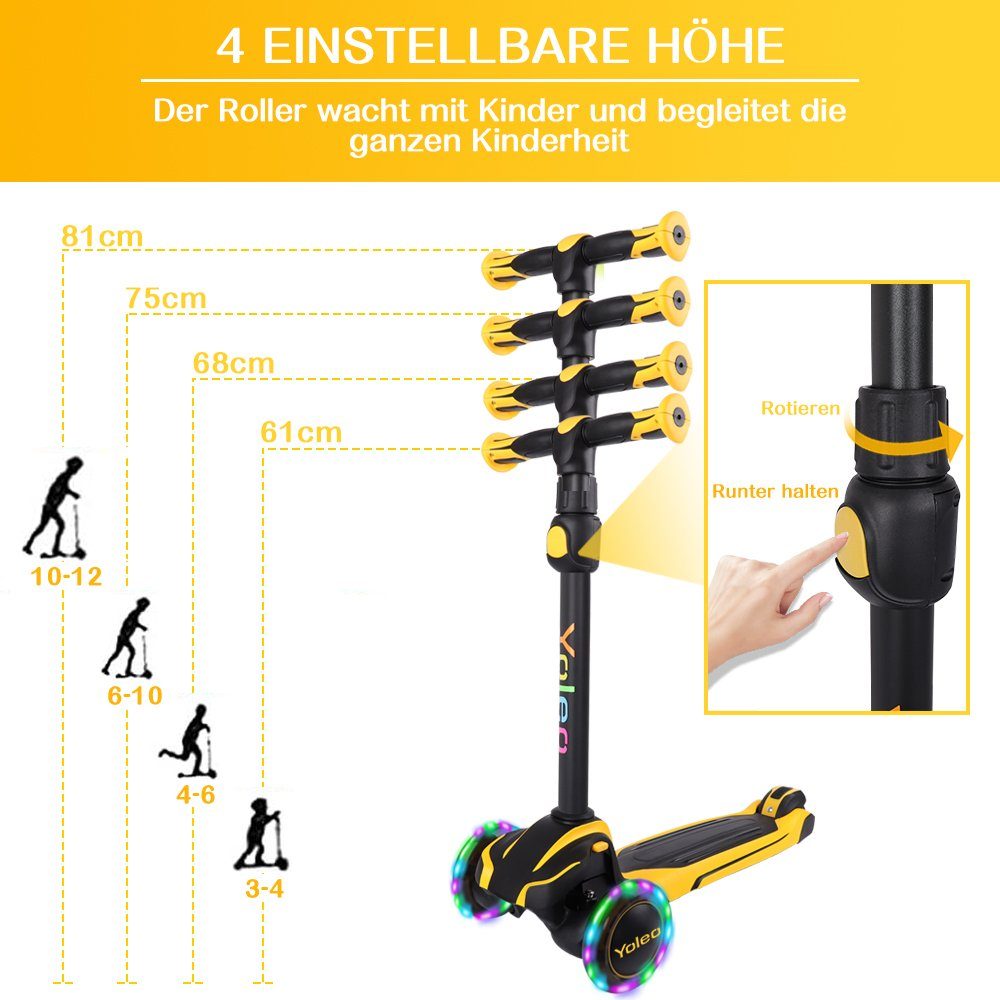 Dripex Scooter Faltbarer Kinderoller Kinderscooter Dreiradscooter ab 3 Jahre – Bild 5 von 5