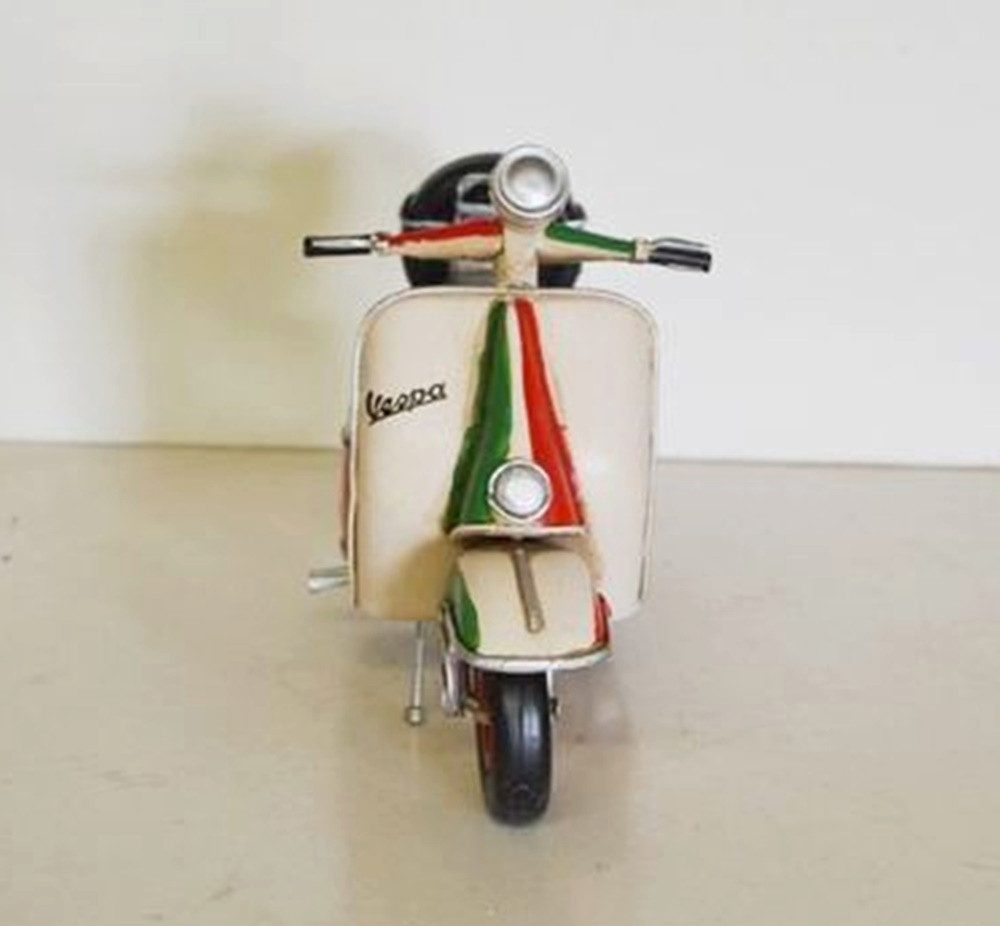 JS GartenDeko Modellmotorrad Modellroller Oldtimer Vespa Motorroller in Italienfarben L 22 cm
