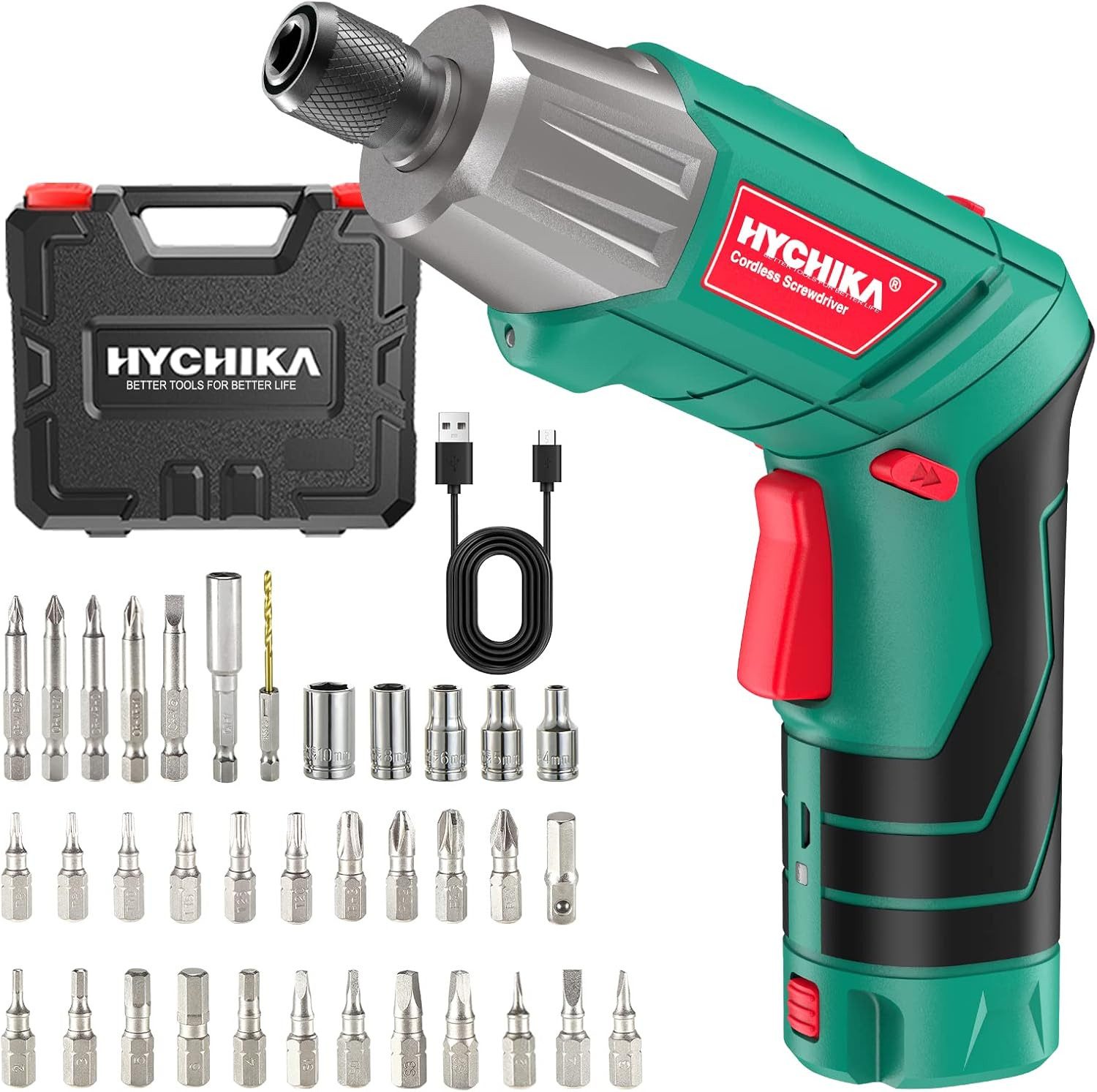 HYCHIKA BETTER TOOLS FOR BETTER LIFE Akku-Schraubendreher Hychika Cordless Screwdriver, (Packung)