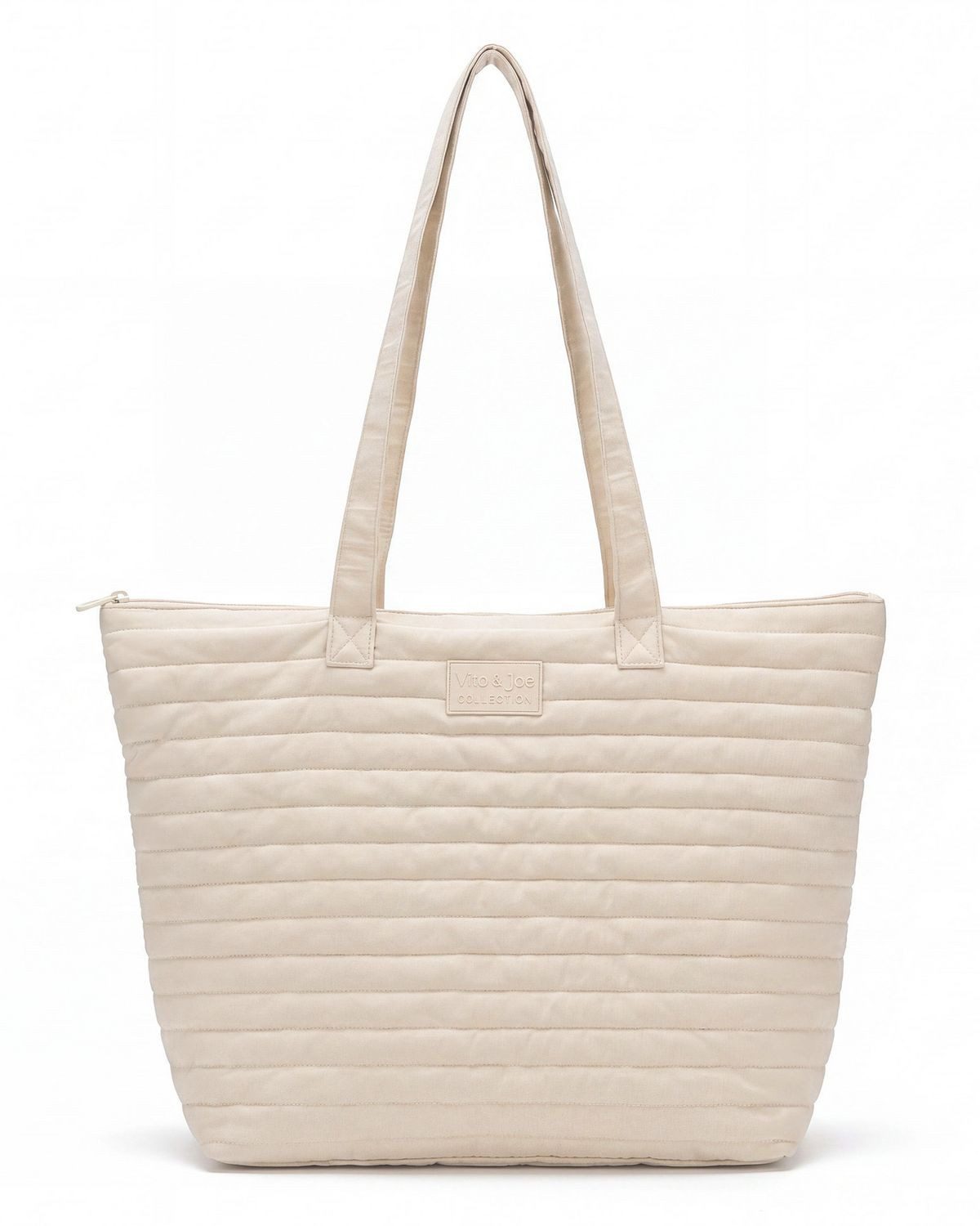 Tragetasche Shopper gesteppt mit gummiertem Logo Aufnäher (sand)