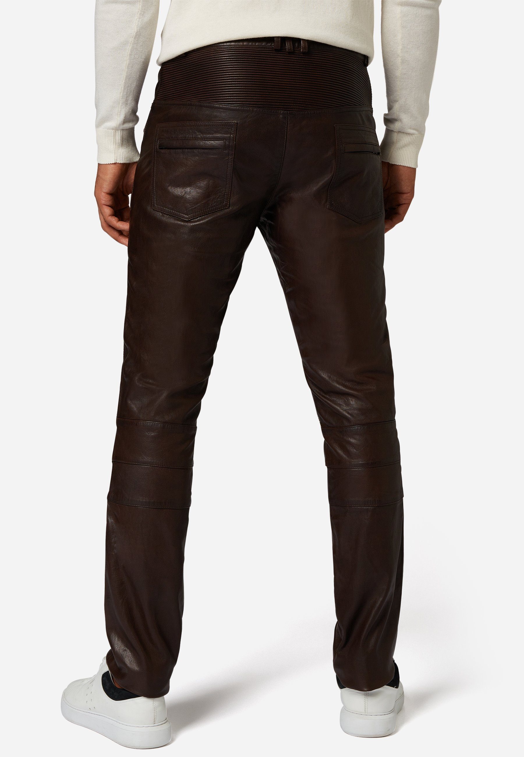 RICANO Lederhose Franklin Lederjeans mit Bikerapplikationen im 5-Pocket-Stil