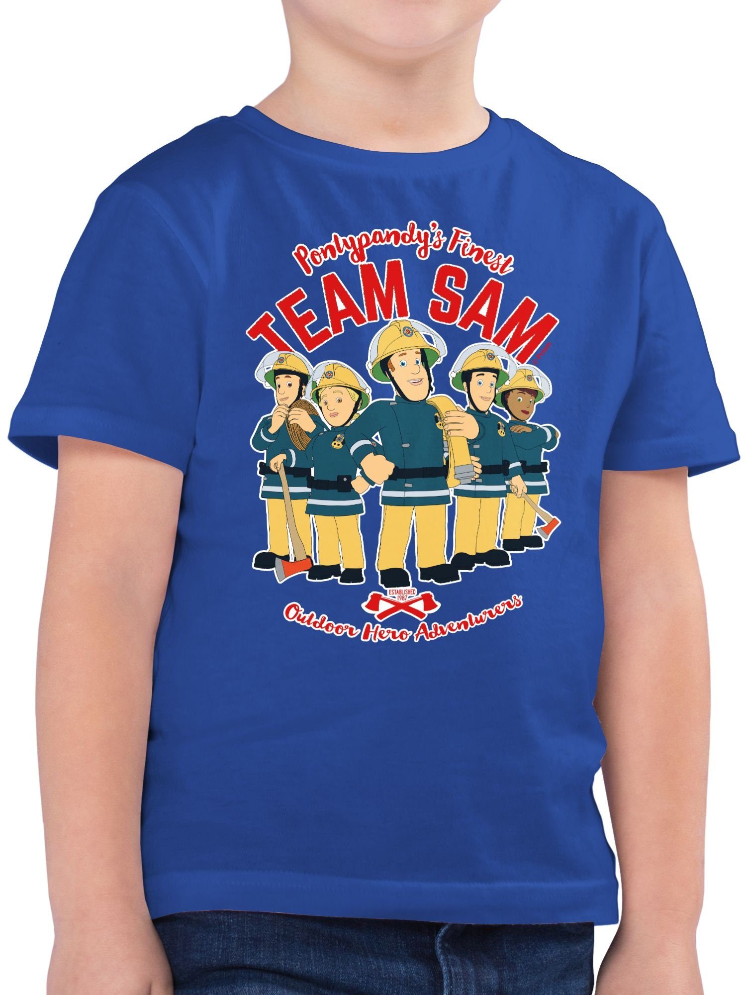 Team Jungen Royalblau T-Shirt Feuerwehrmann Sam 01 Sam Shirtracer