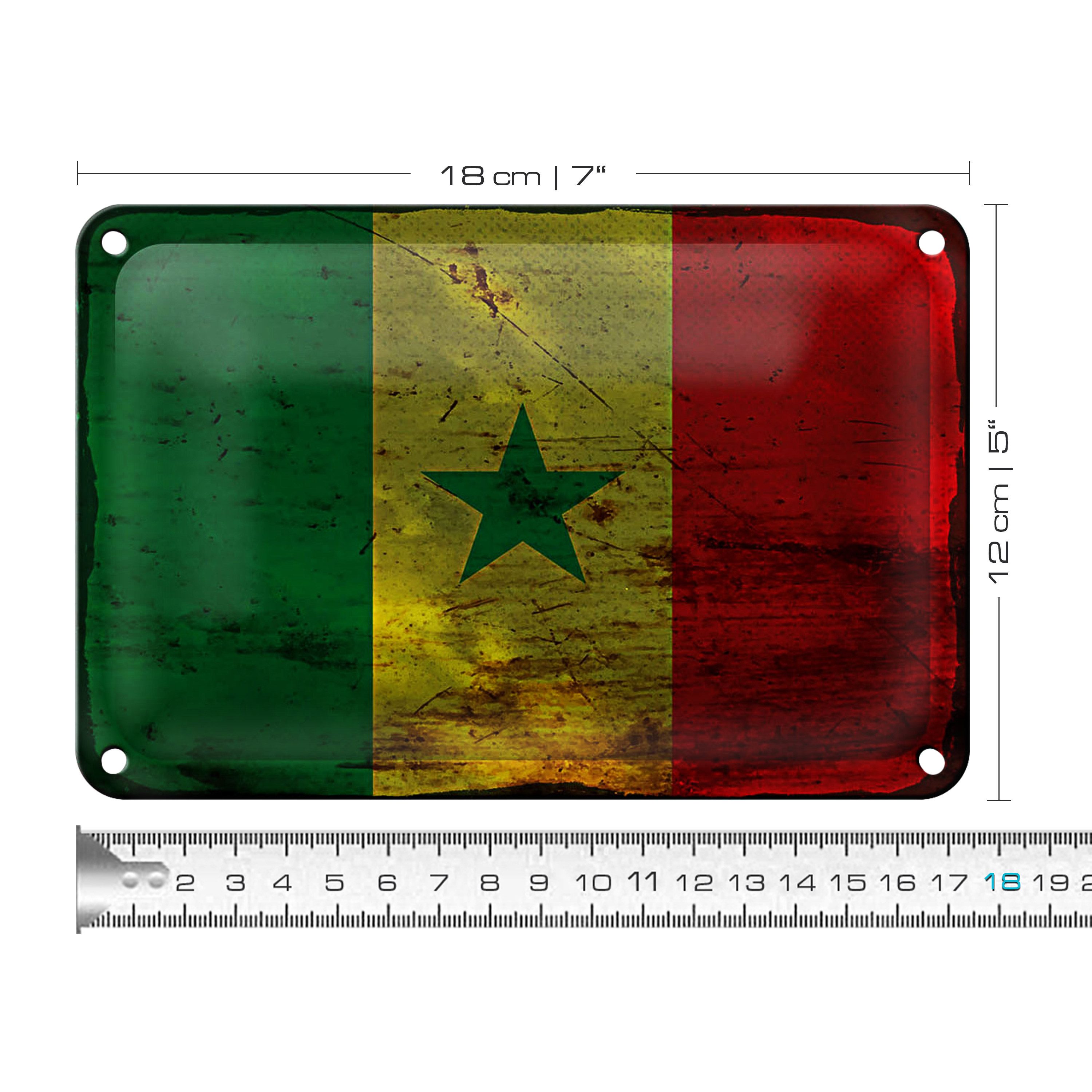 Roomando Metallschild Flagge Senegal 18x12cm Flag of Senegal Rost