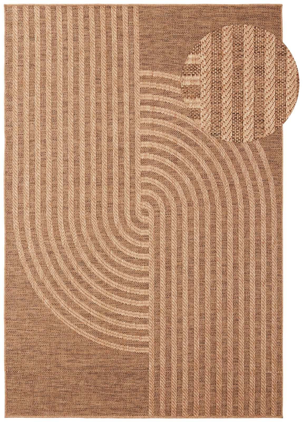 TaraCarpet Teppich TaraCarpet Borneo Talco Outdoor Teppich – Wetterfester Indoor & Outdoo, rechteckig, Höhe: 6 mm, Küche Wohnzimmer Terrasse Garten Balkon beige 80x150