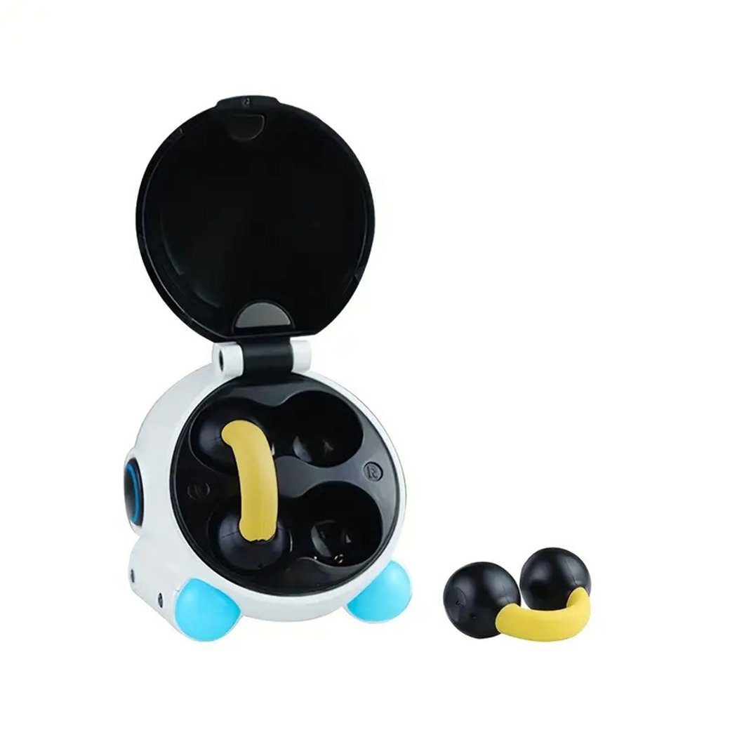 TUABUR Kabellose Kopfhörer: Touch-Bedienung, cooles U-Boot-Design, Clip-On Funk-Kopfhörer Weiß