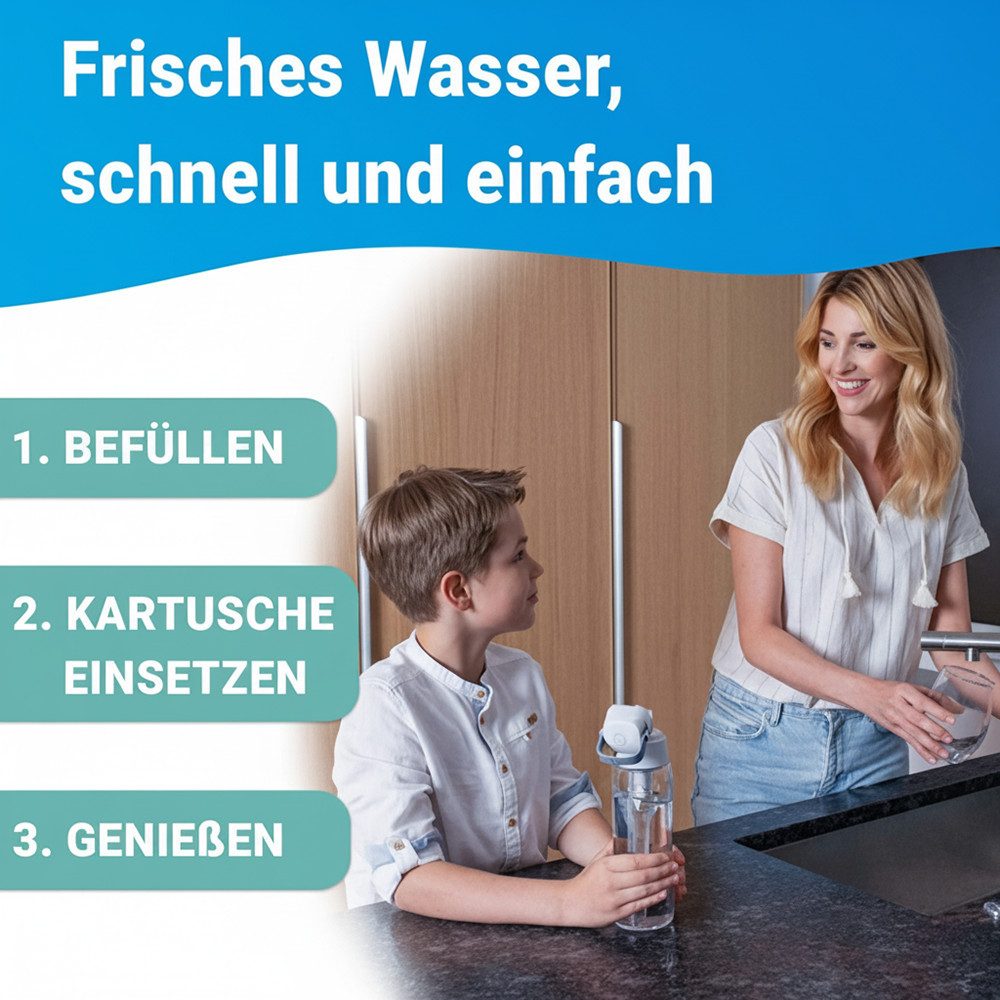 PerloPur Trinkflasche Trinkflasche SOLID mit Filter 0,7 Liter pink