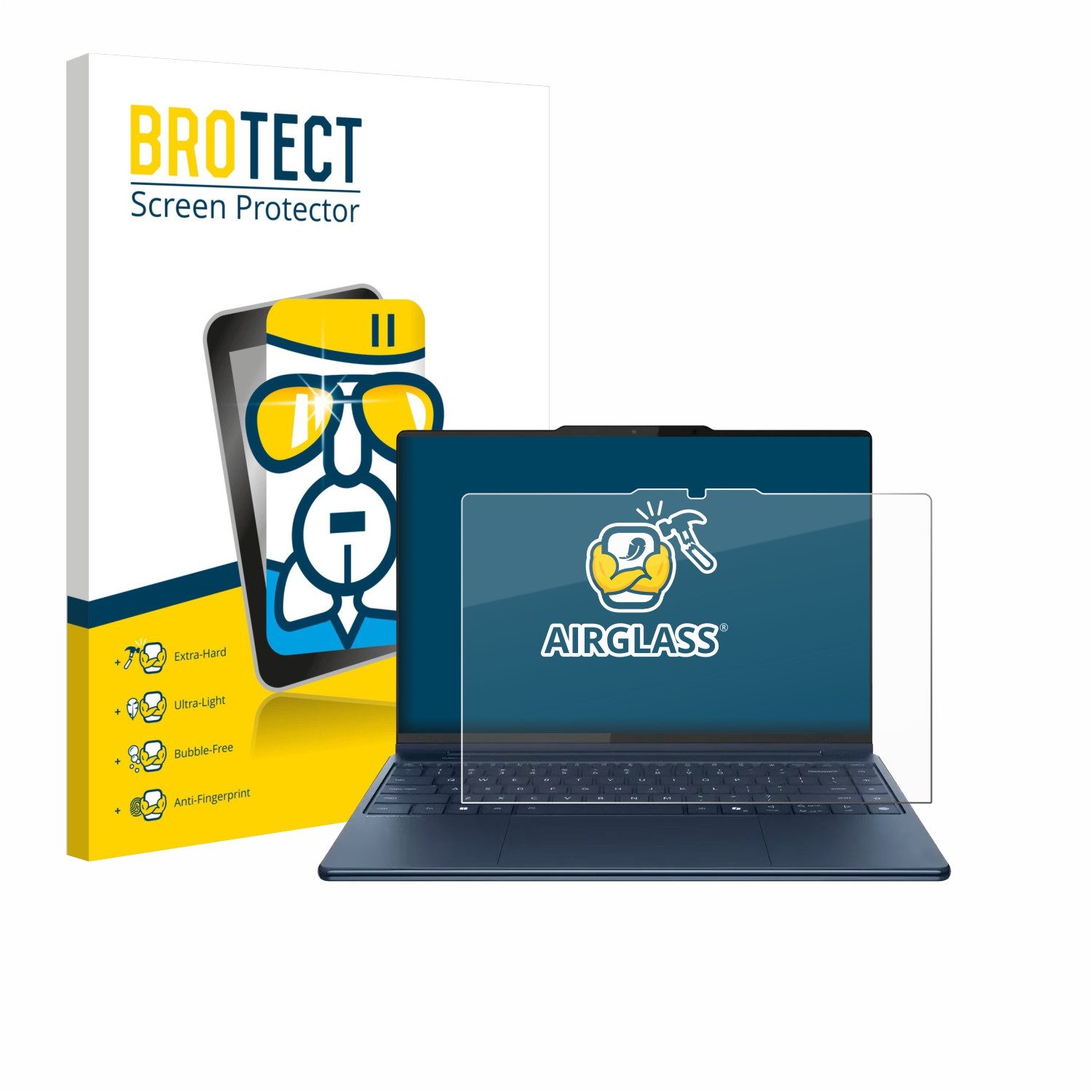 BROTECT Displayschutzglas Folie für Lenovo Yoga Pro 9i Gen 10 Aura Edition 16" Touch, Schutzfolie Glas Panzer Display Schutz klar