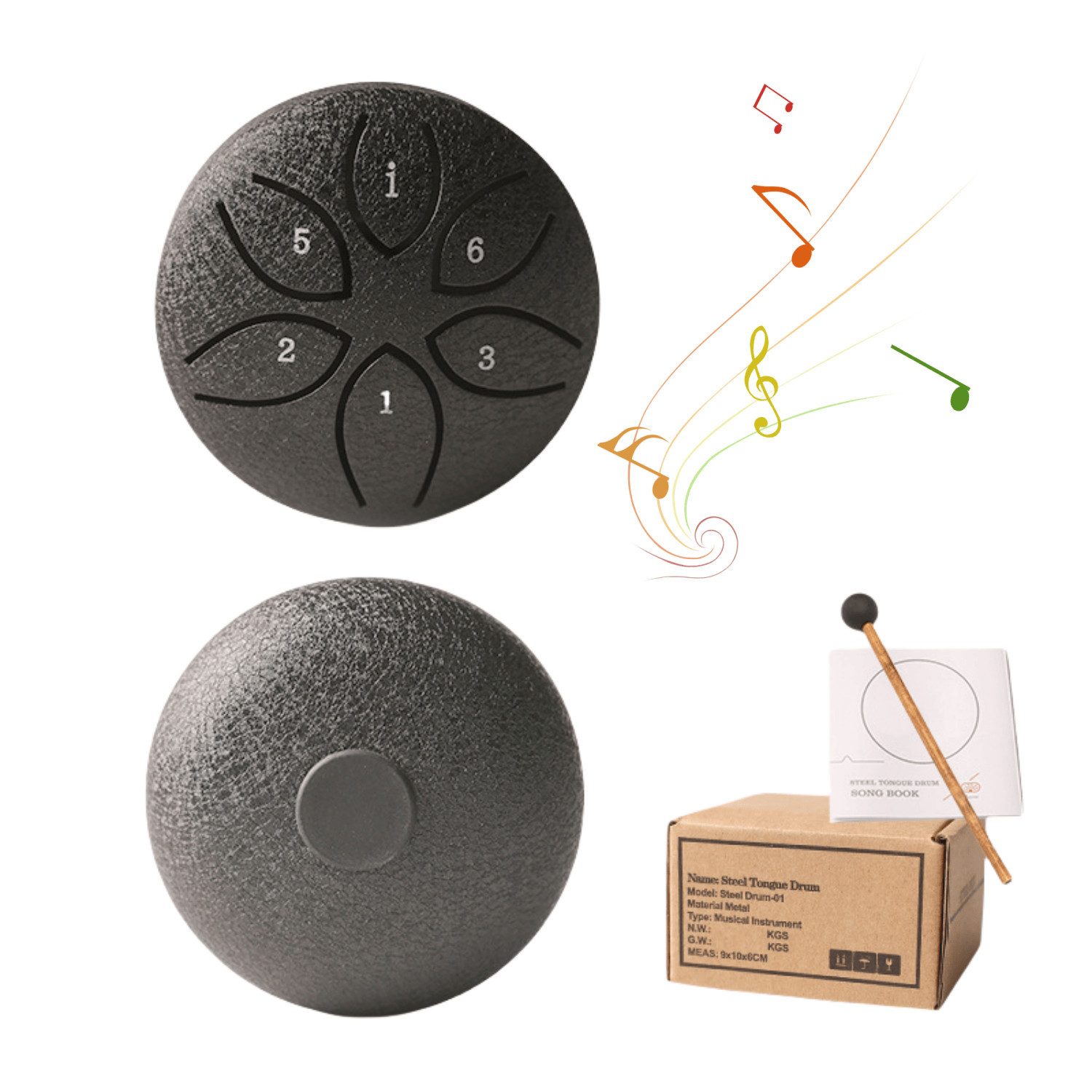 Forrlite Steel Tongue Drum 3 Zoll 6 Töne Sonic Energy Pocket Tongue Drum, Stahlzungentrommel,Sonic Energy, Geeignet als Geschenk für Feiertage