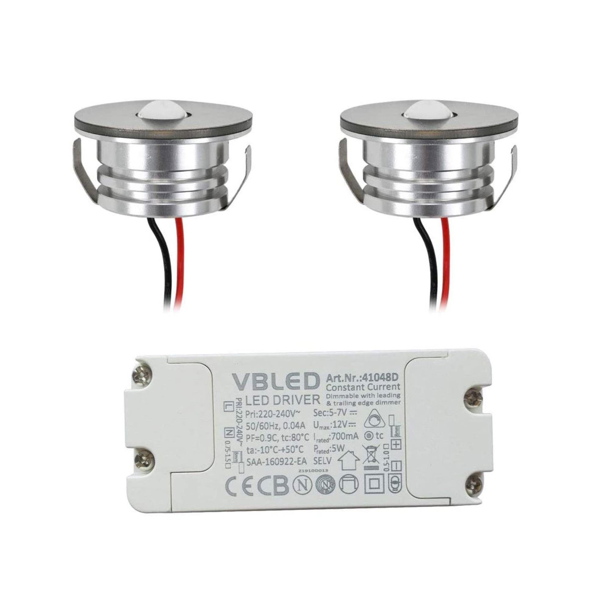 VBLED LED Deckenspots ALDYNE 3W LED Mini Einbauspot 700mA IP65 Warmweiß -  SET, LED fest integriert, Warmweiß