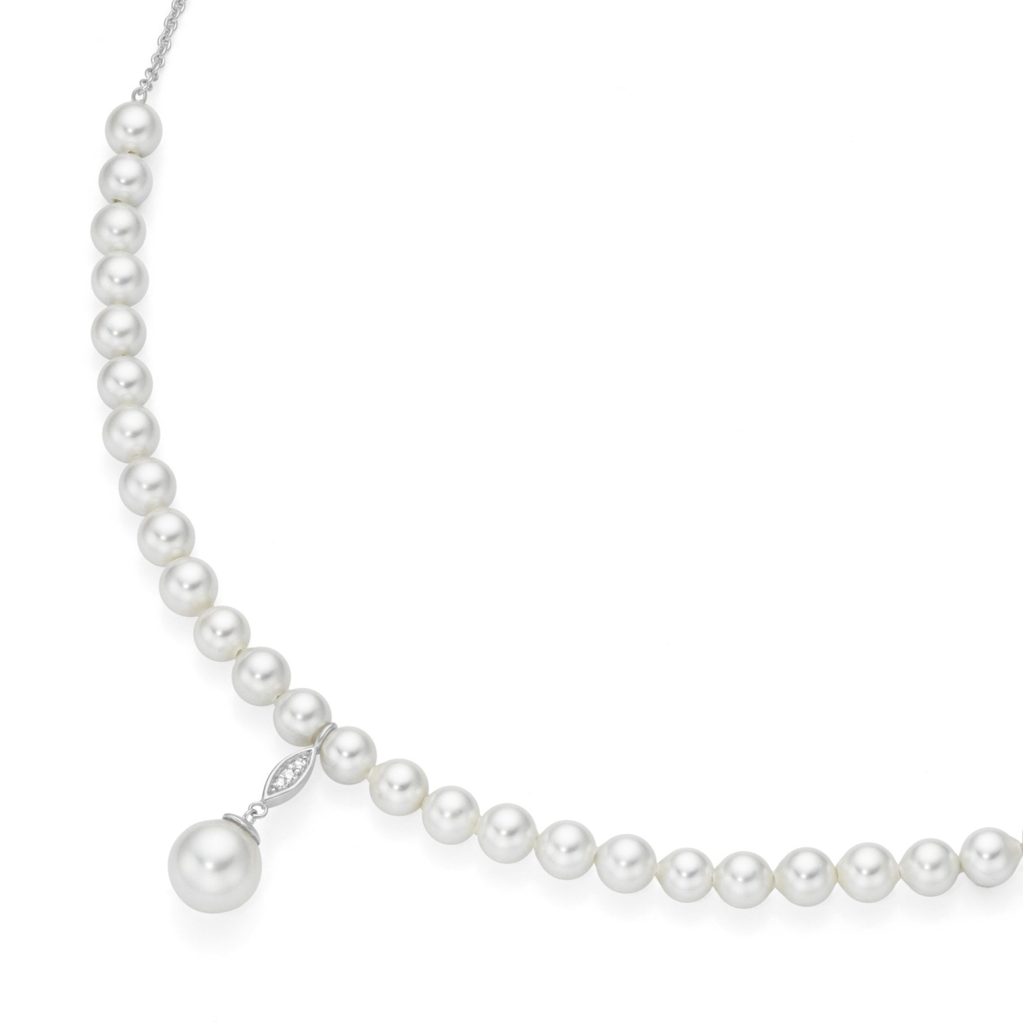 GIORGIO MARTELLO MILANO Perlenkette mit Muschelkernperlen, Perl-Behang mit  Zirkonia, Silber 925