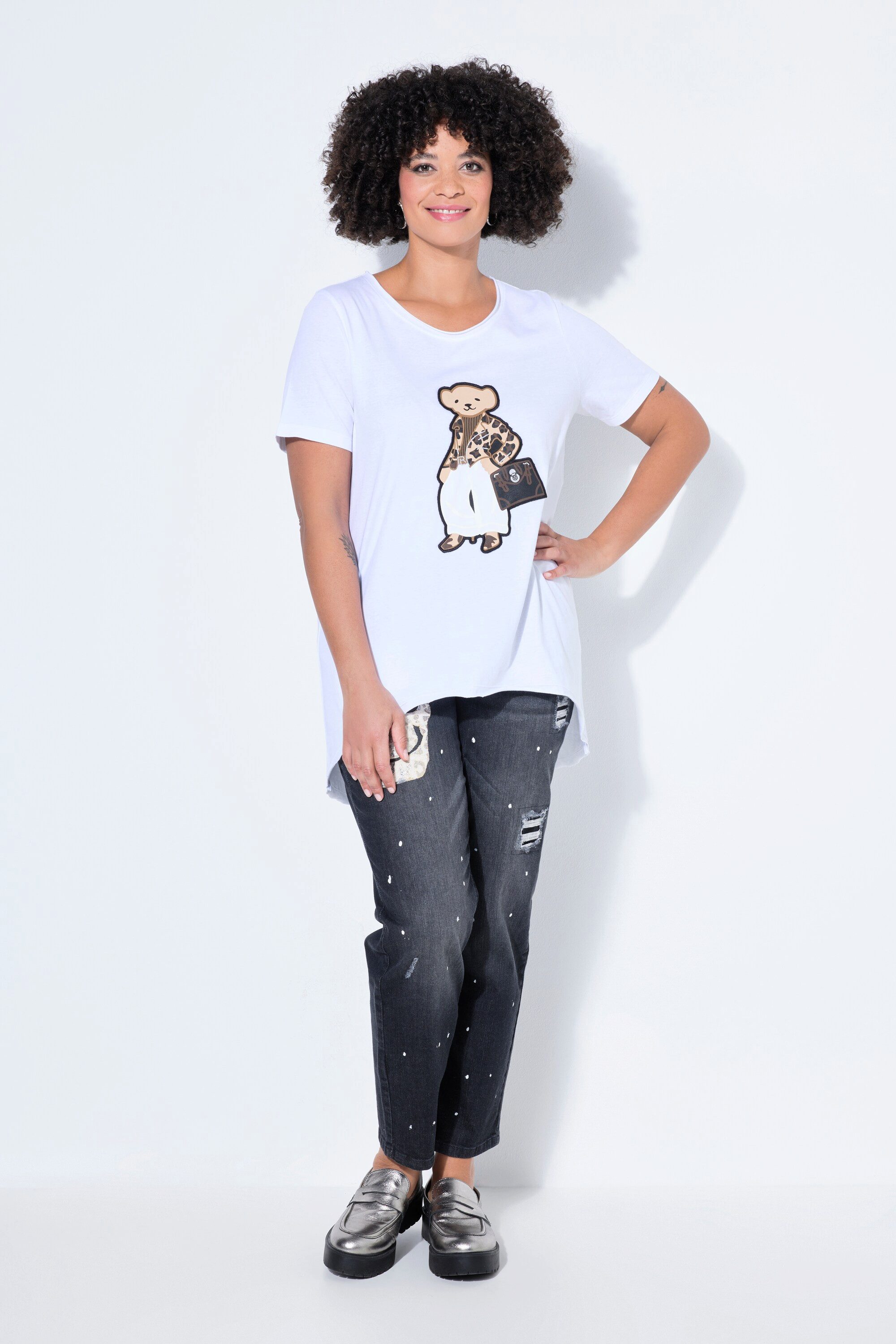 Angel of Style T-Shirt T-Shirt A-Linie Glitzer auf dem Teddybär günstig online kaufen