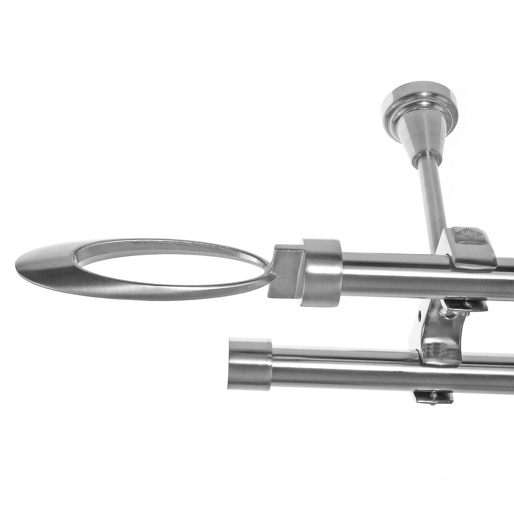BASIT Gardinenstange Edelstahloptik 20mm mit Deckenträgern 140 cm E85, Ø 20 mm, 2-läufig, verschraubt, Metall, D61RR 140 cm E85 Elipse