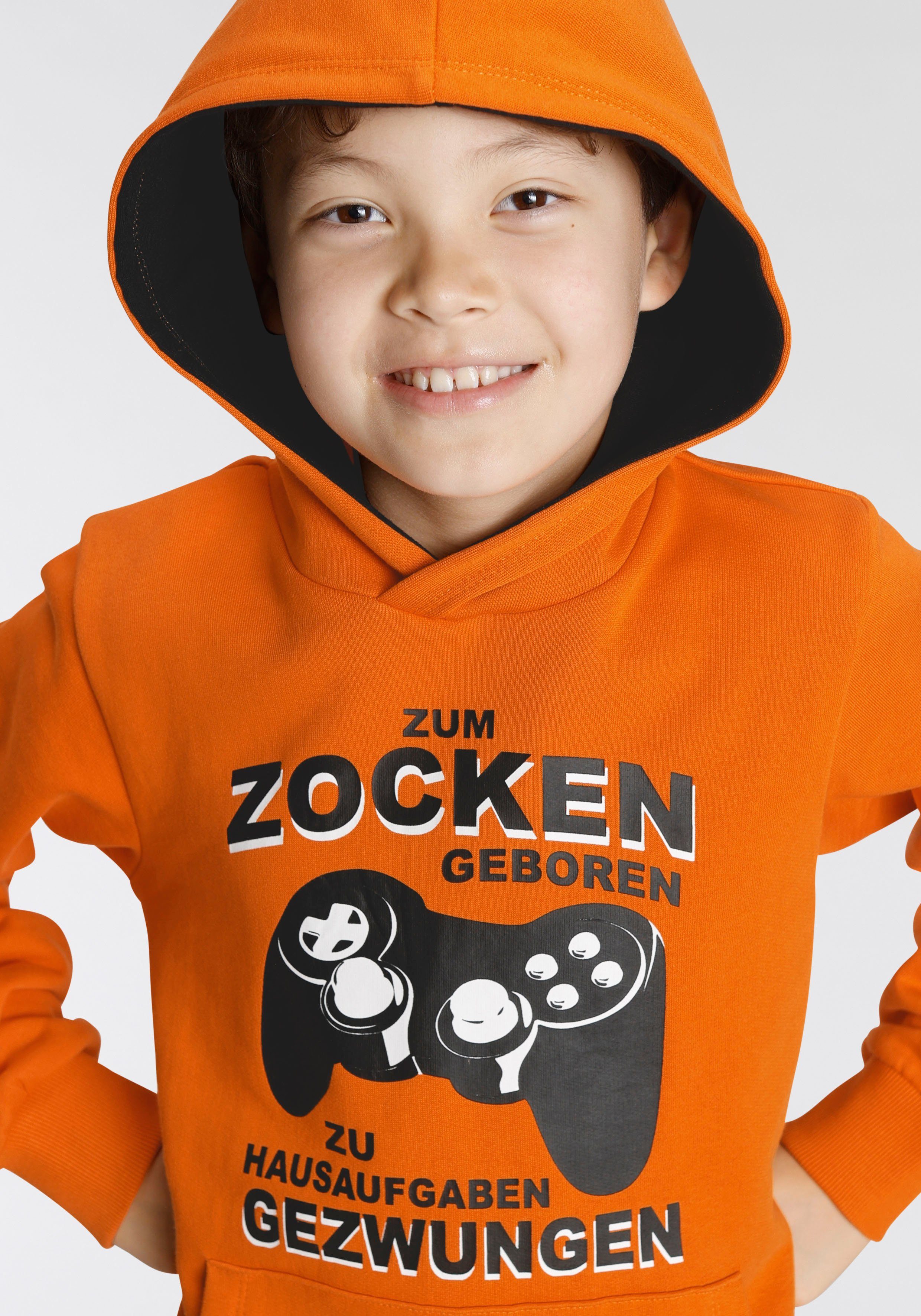 KIDSWORLD Kapuzensweatshirt FÜR ZOCKER Langarm, mit Rippbündchen, bedruckt