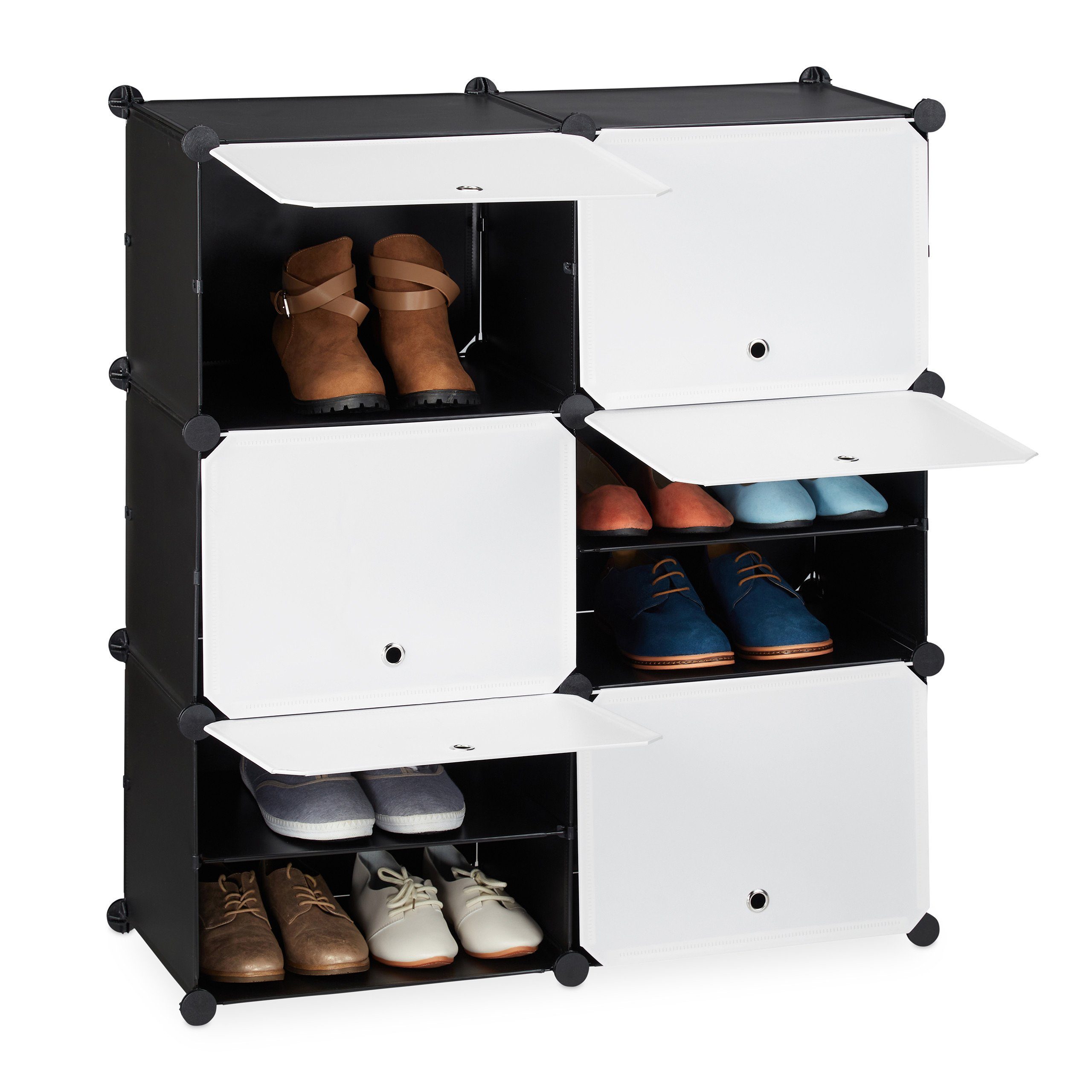 Schuhregal Schuhschrank in Schwarz-Weiß 12 Fächer