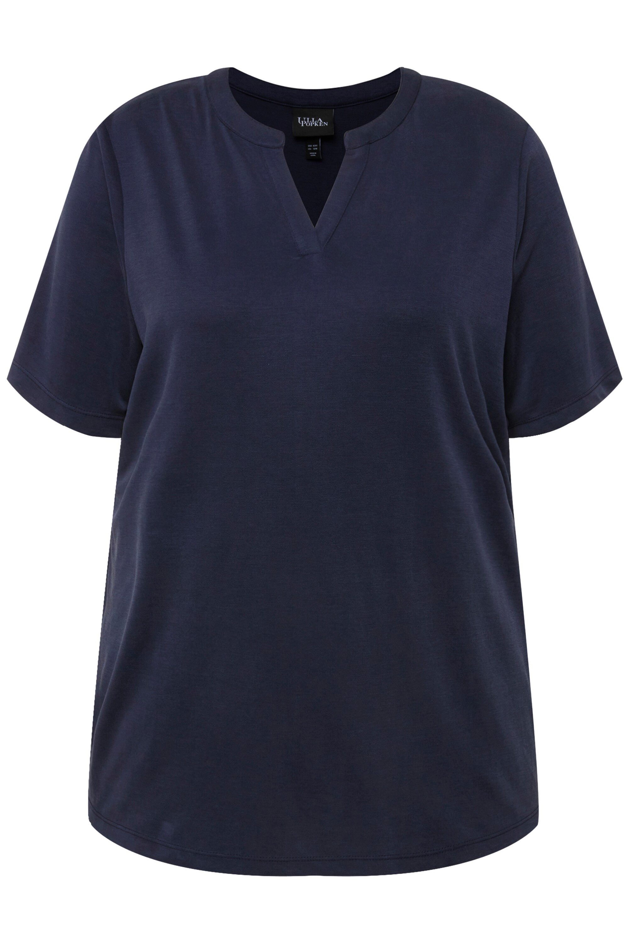 Ulla Popken T-Shirt T-Shirt Tunika-Ausschnitt Halbarm günstig online kaufen