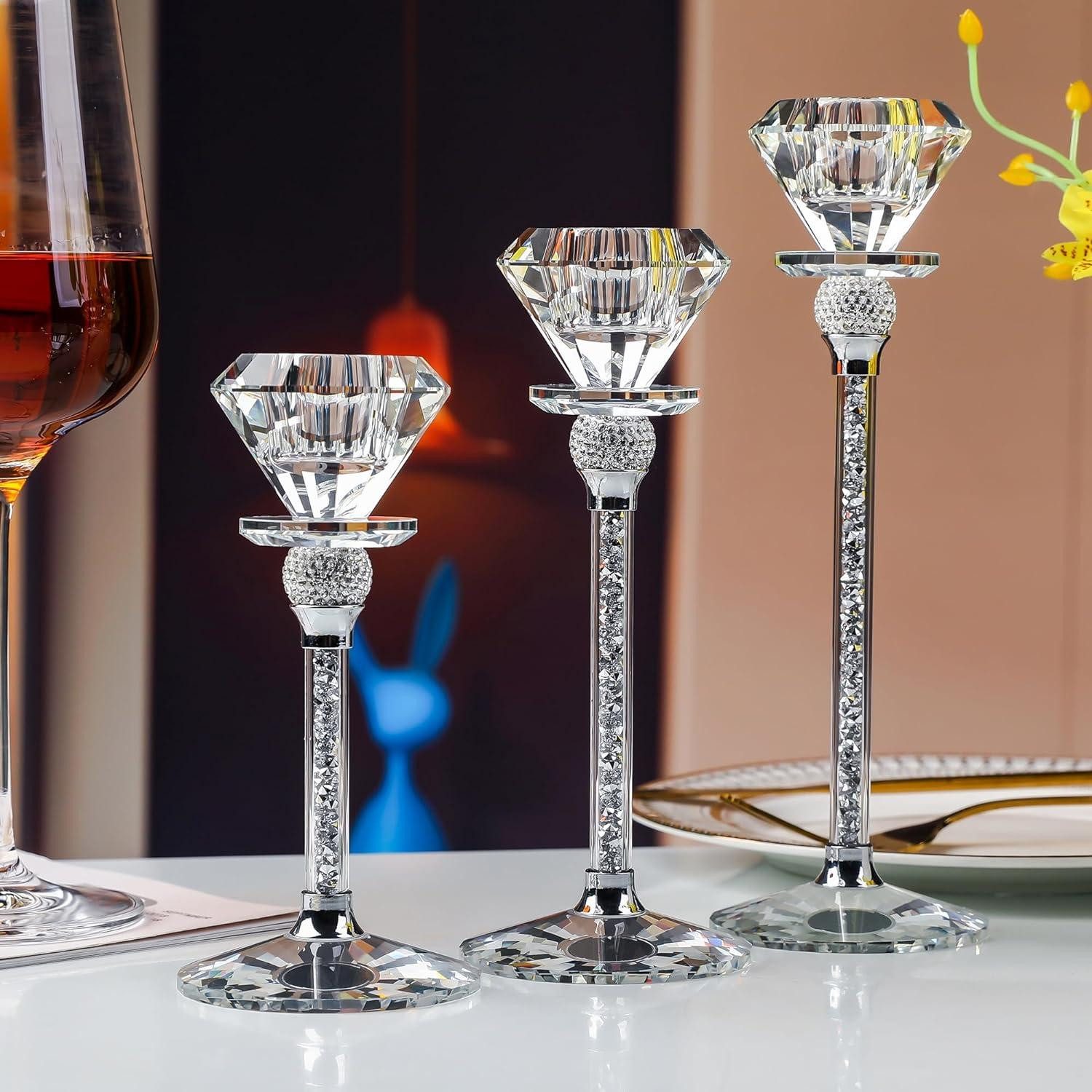LuxusKollektion Kerzenständer Kristall Kerzenständer Set Diamantform günstig online kaufen