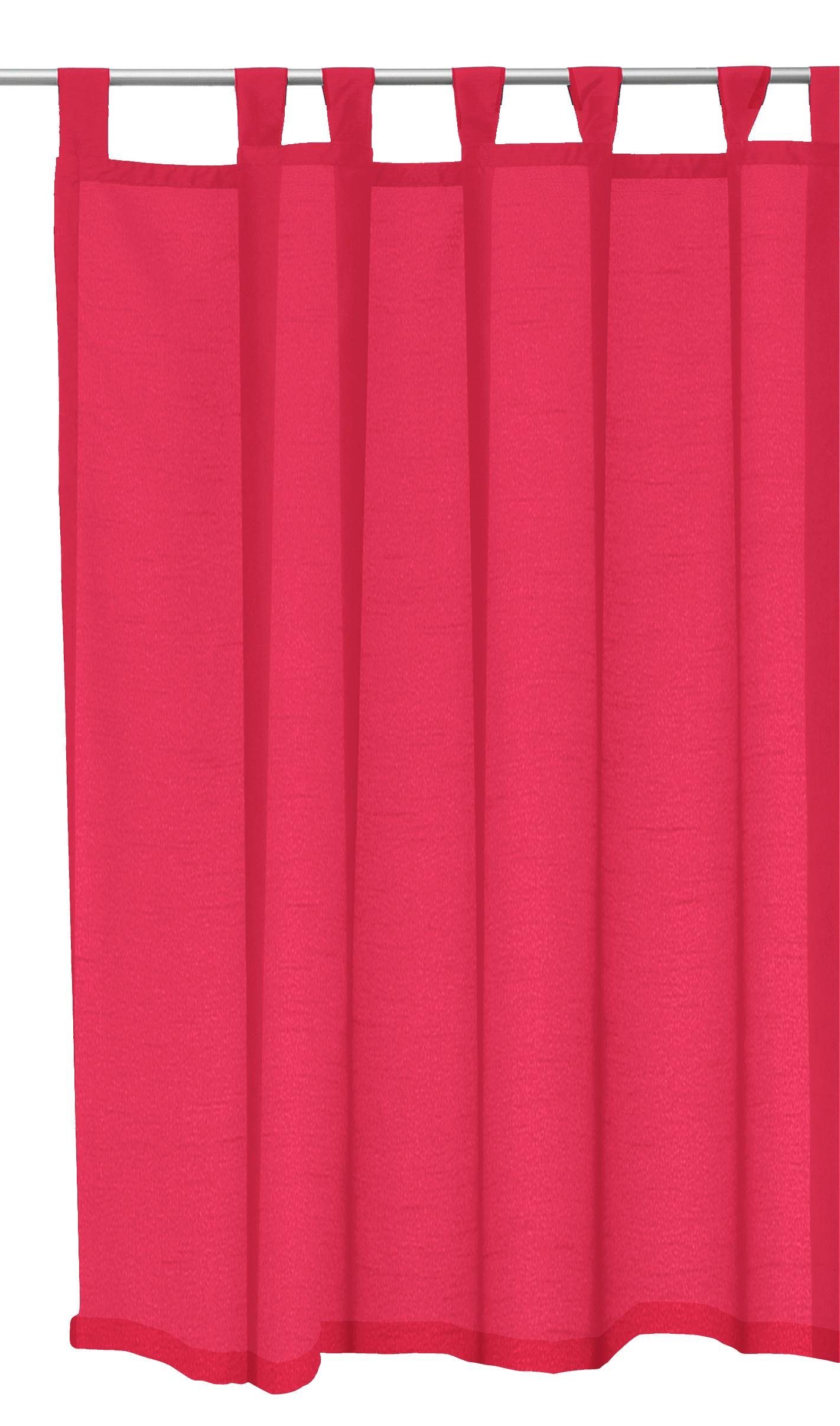 Schlaufen Vorhang Deko, St), halbtransparent, Schlaufen Gardine (1 Polyester Haus halbtransparent Gardine Pink Schlaufenschal, Seidenglanz und