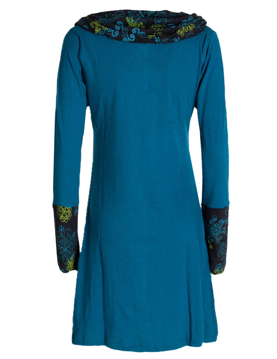 Vishes Jerseykleid Blumen-Kleid Langarm-Shirtkleid Schal-Kleid Baumwollklei günstig online kaufen