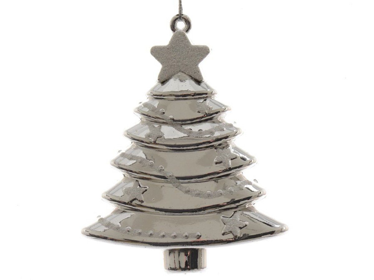 Decoris season decorations Christbaumschmuck, Christbaumschmuck 9cm, Weihnachtsbaum Set silber 2er Kunststoff