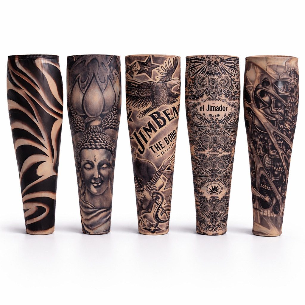 TK Gruppe Kostüm Tattoo Ärmel Nylon – 5X täuschend echt - Fasching & Karneval