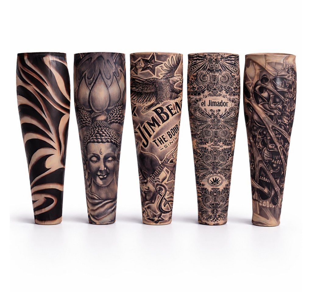 TK Gruppe Kostüm Tattoo Ärmel Nylon – 5X täuschend echt - Fasching & Karneval