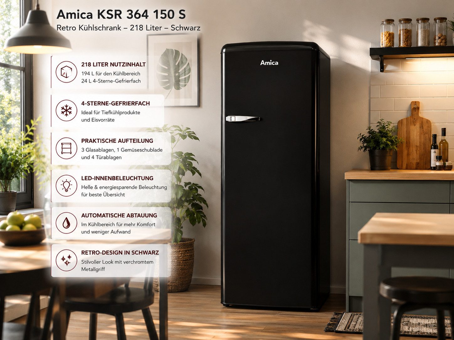 Amica Kühlschrank KSR 364 150 S KSR 364 150 S, 144 cm hoch, 55 cm breit