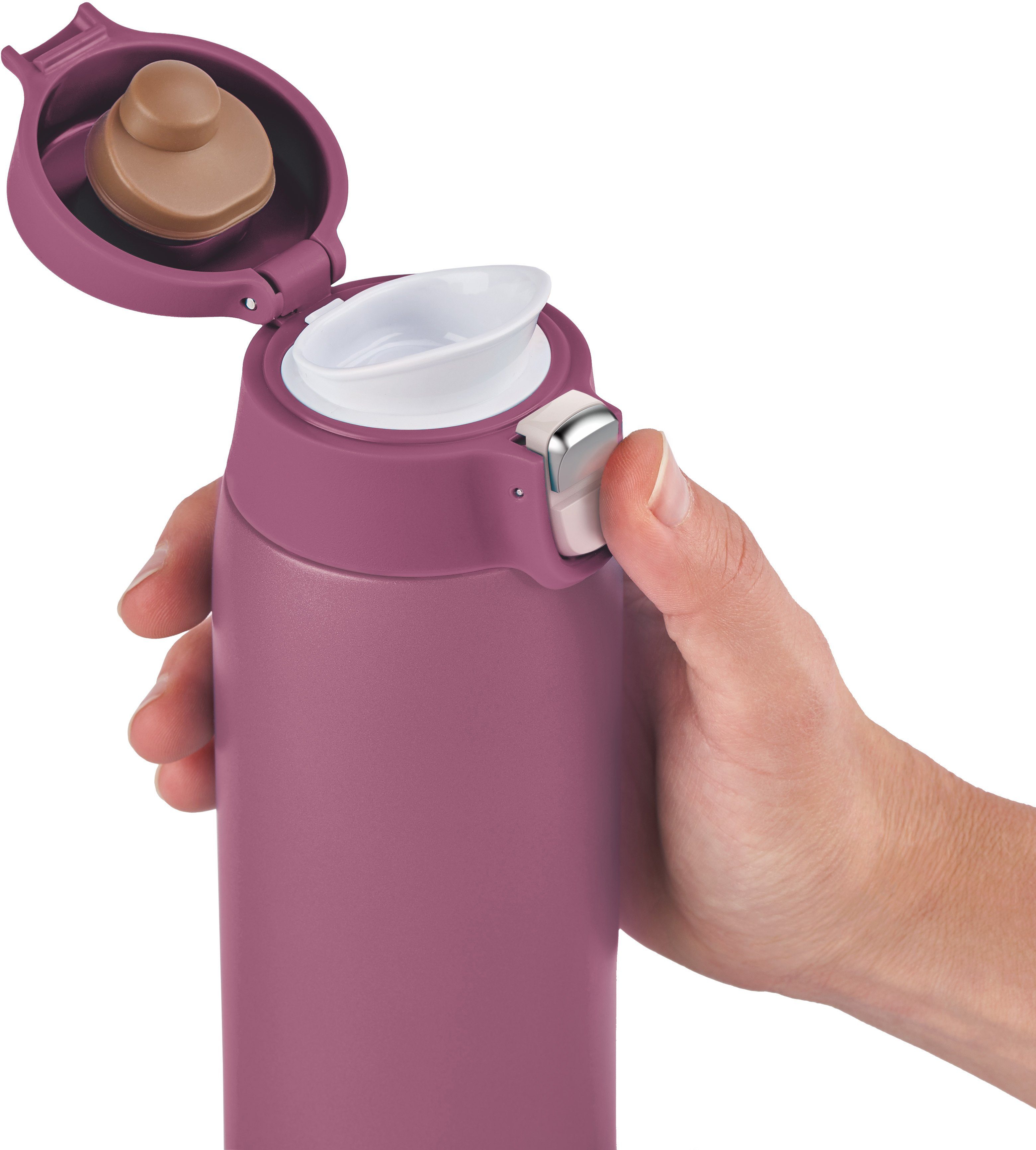 Emsa Thermobecher Travel Mug kalt dicht, Edelstahl, Light, warm/16h 0,4L, 8h Kunststoff, 100% Edelstahl, rosa