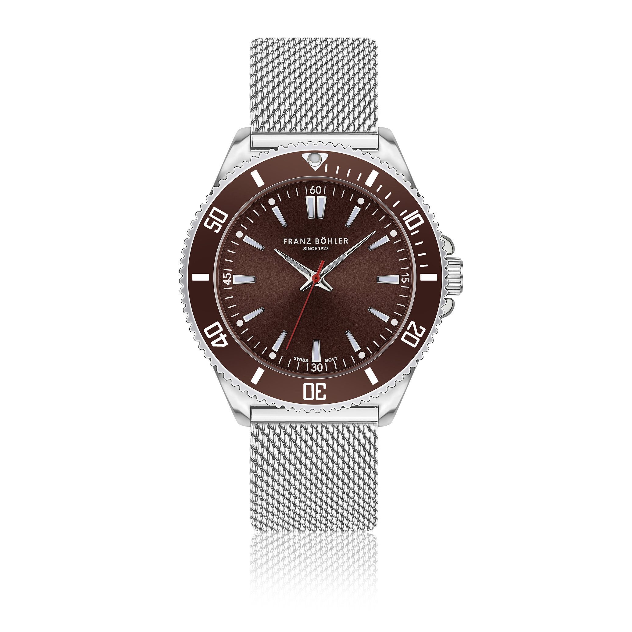 FRANZ BÖHLER Quarzuhr BA4-B010S St. Moritz Silver Mesh