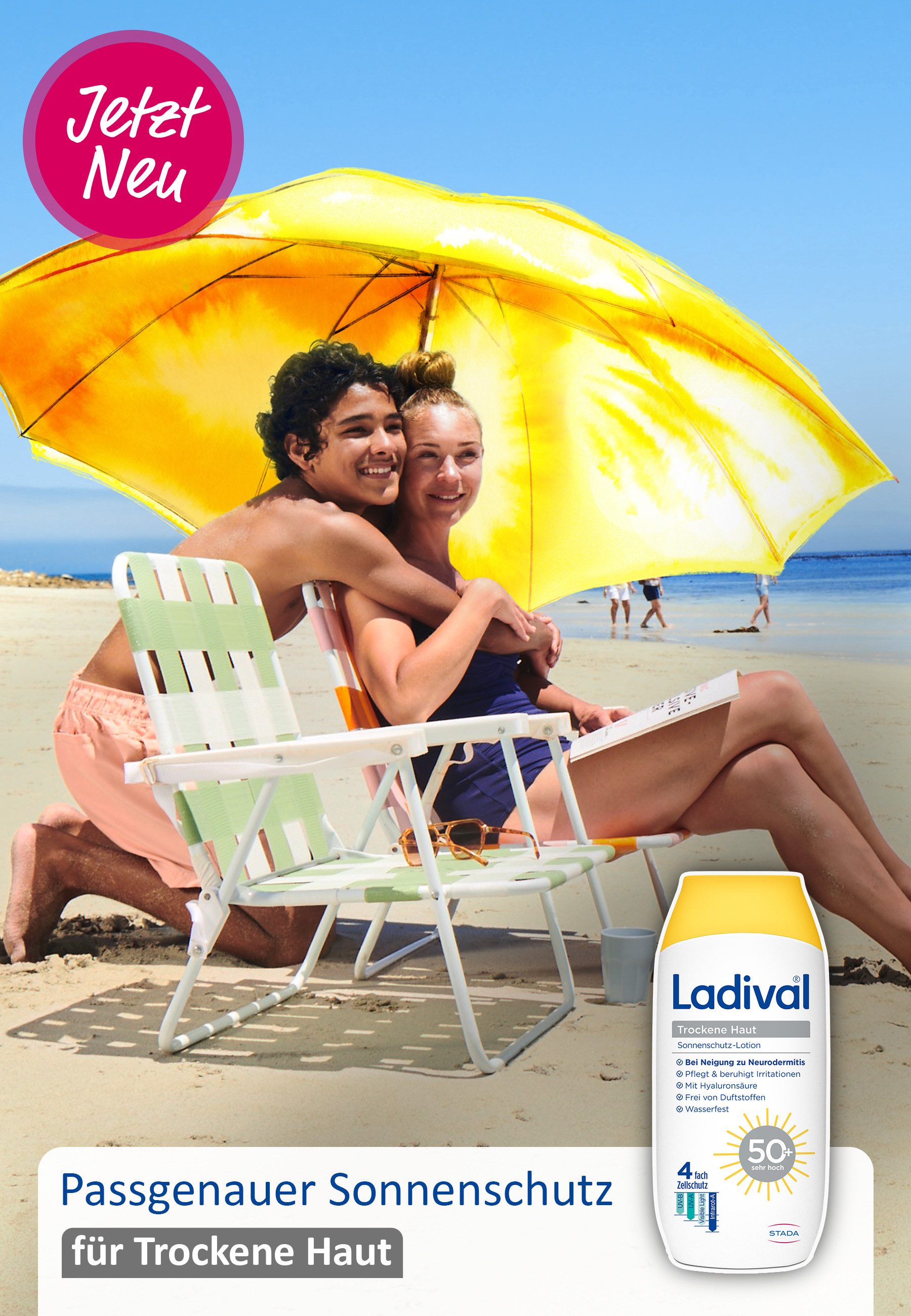 Ladival Sonnenschutzlotion Trockene Haut Sonnenschutz-Lotion, Sonnencreme, feuchtigkeitsspendend mit Hyaluronsäure & LSF 50+