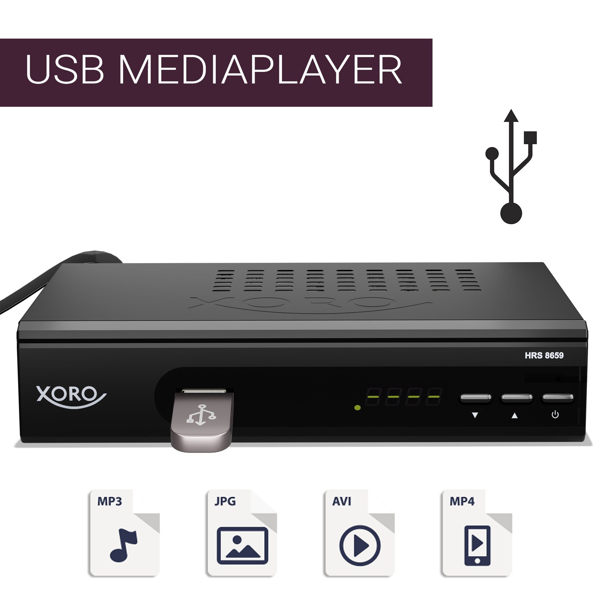 USB (LAN, 2.0) SAT-Receiver DVB-S2 8659 black receiver HDMI, XORO Xoro HRS