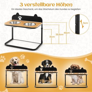 COSTWAY Futterstation Futternapf für Hunde, Edelstahl, höhenverstellbar & abnehmbar