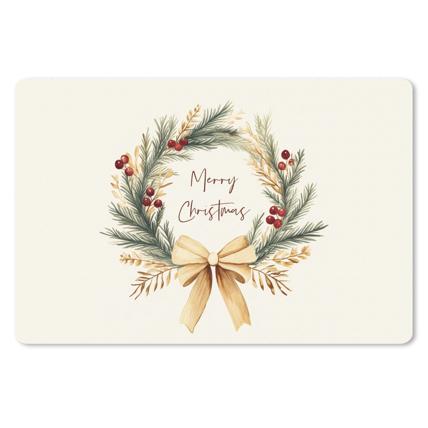 MuchoWow Mauspad Weihnachtskranz - Weihnachten - Gold - Beige (1-St), Mousepad XXL für Tastatur und Maus, Gaming Setup, Desk Mat, 120x80 cm