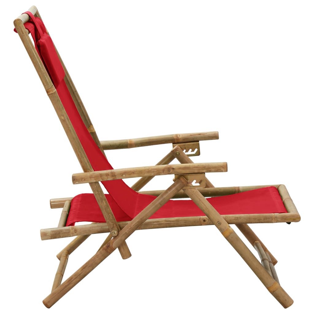 vidaXL Gartenlounge-Sessel NA Verstellbarer Relaxstuhl Rot Bambus und Stoff