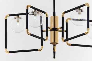 Licht-Erlebnisse Deckenleuchte MALDAS, ohne Leuchtmittel, Glas Metall G9 in Schwarz Gold 4-flammig Kugel Schirm Modern
