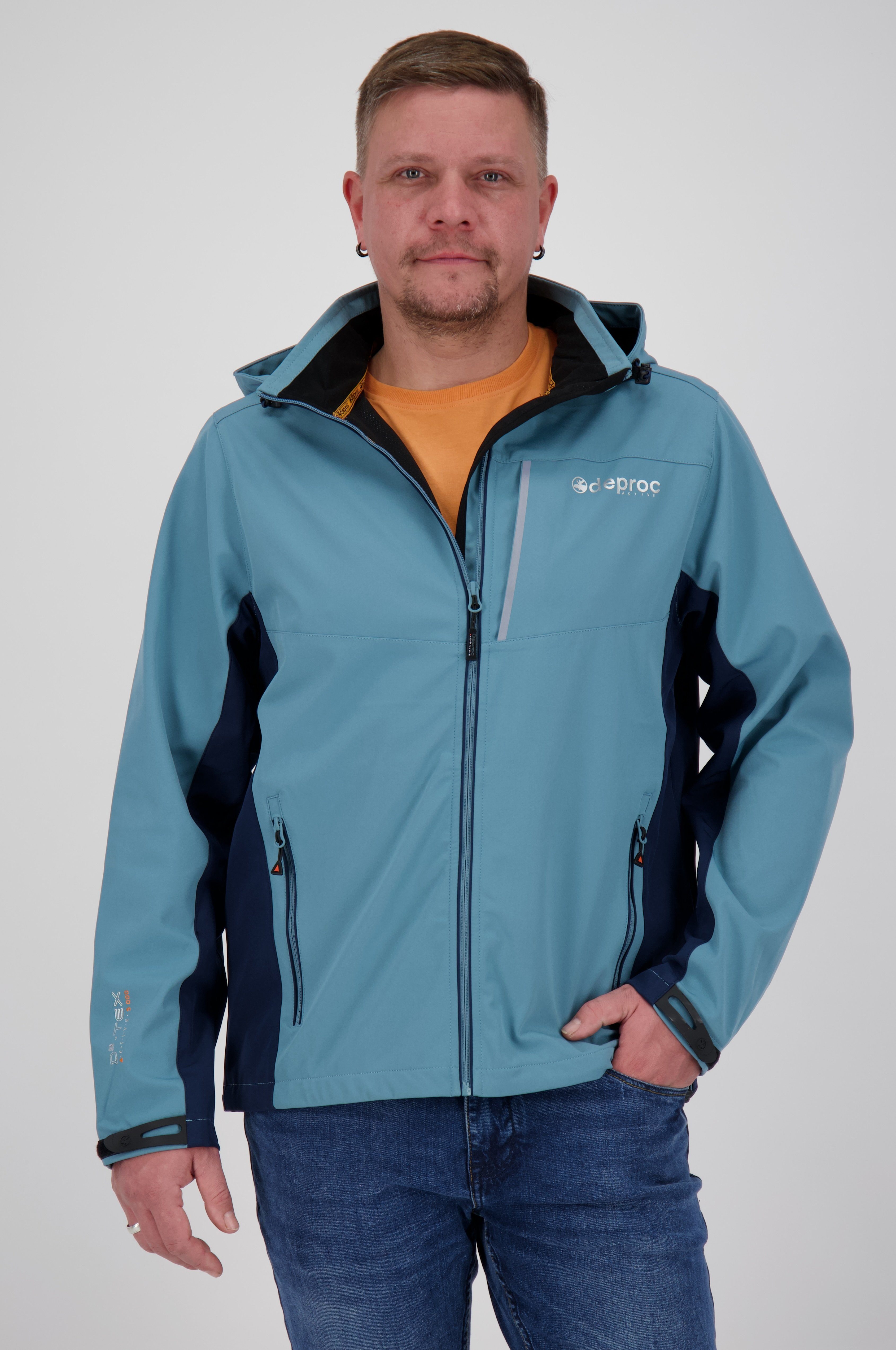 NEW DEPROC NUNAVUT Größen Softshelljacke auch CS in mit MEN Active Großen erhältlich, Kapuze smoke abnehmbarer