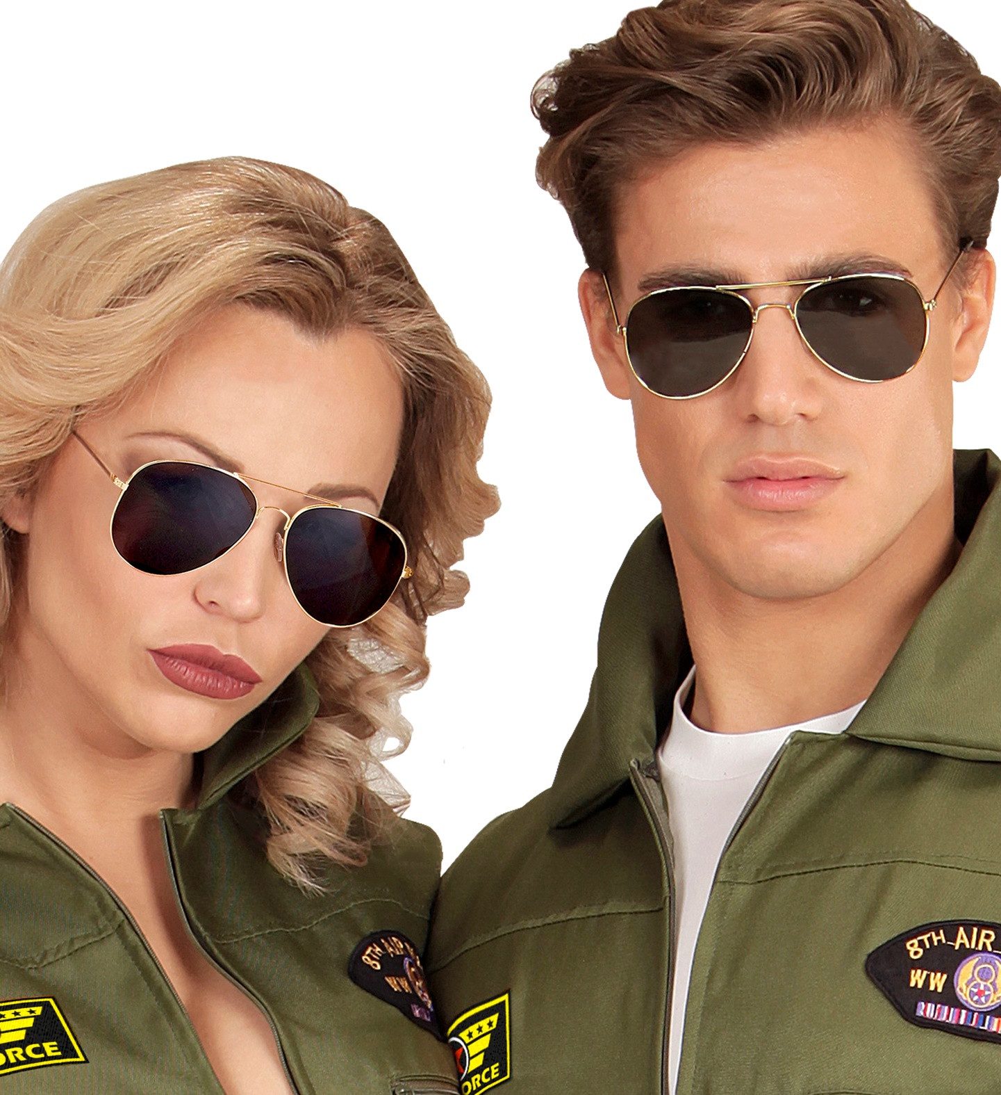 Widmann S.r.l. Verkleidungsmaske Pilotenbrille mit getönten Gläsern, Gold