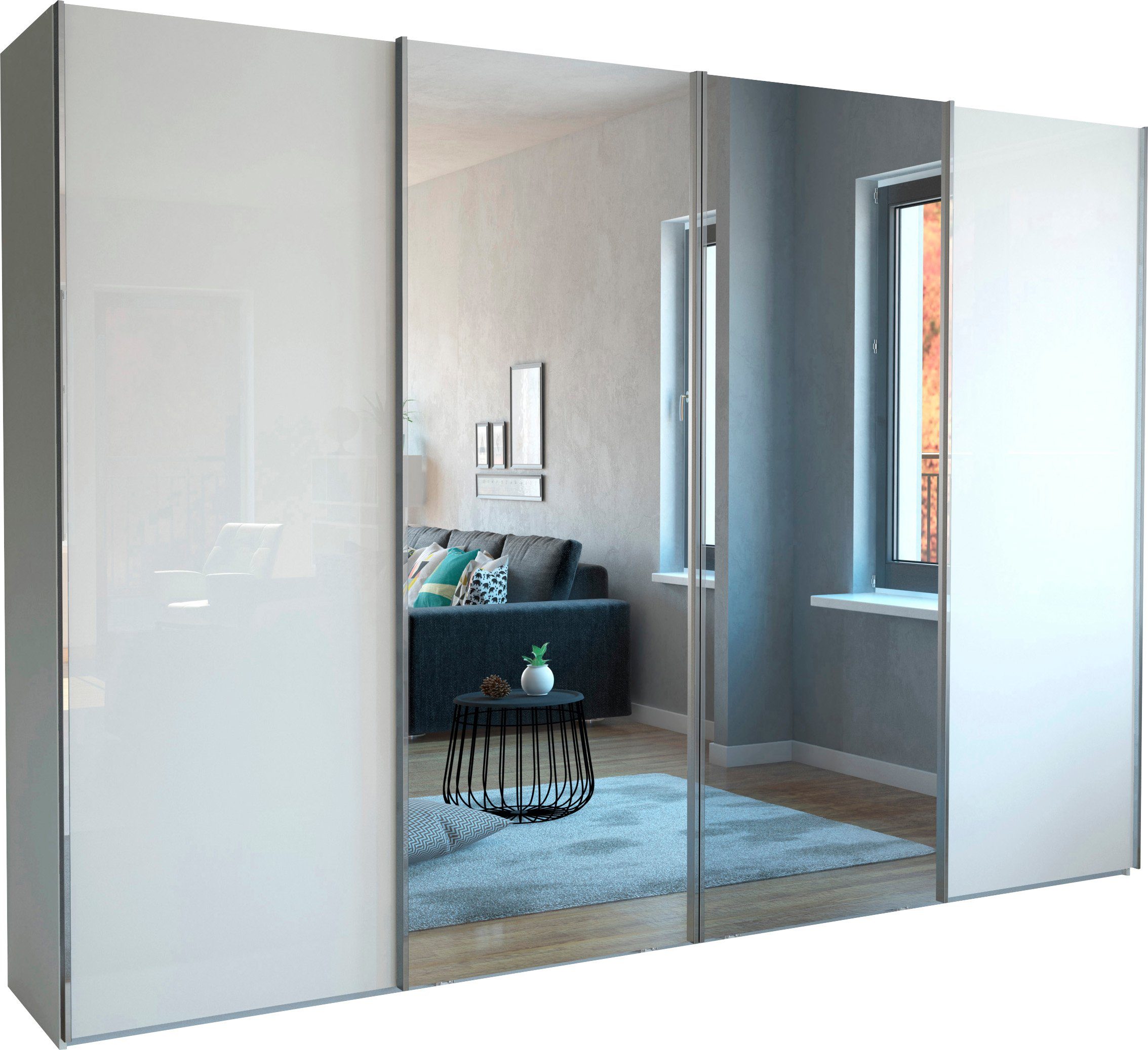 WIEMANN Schwebetürenschrank Monaco hochwertige Glas- und Spiegelfront