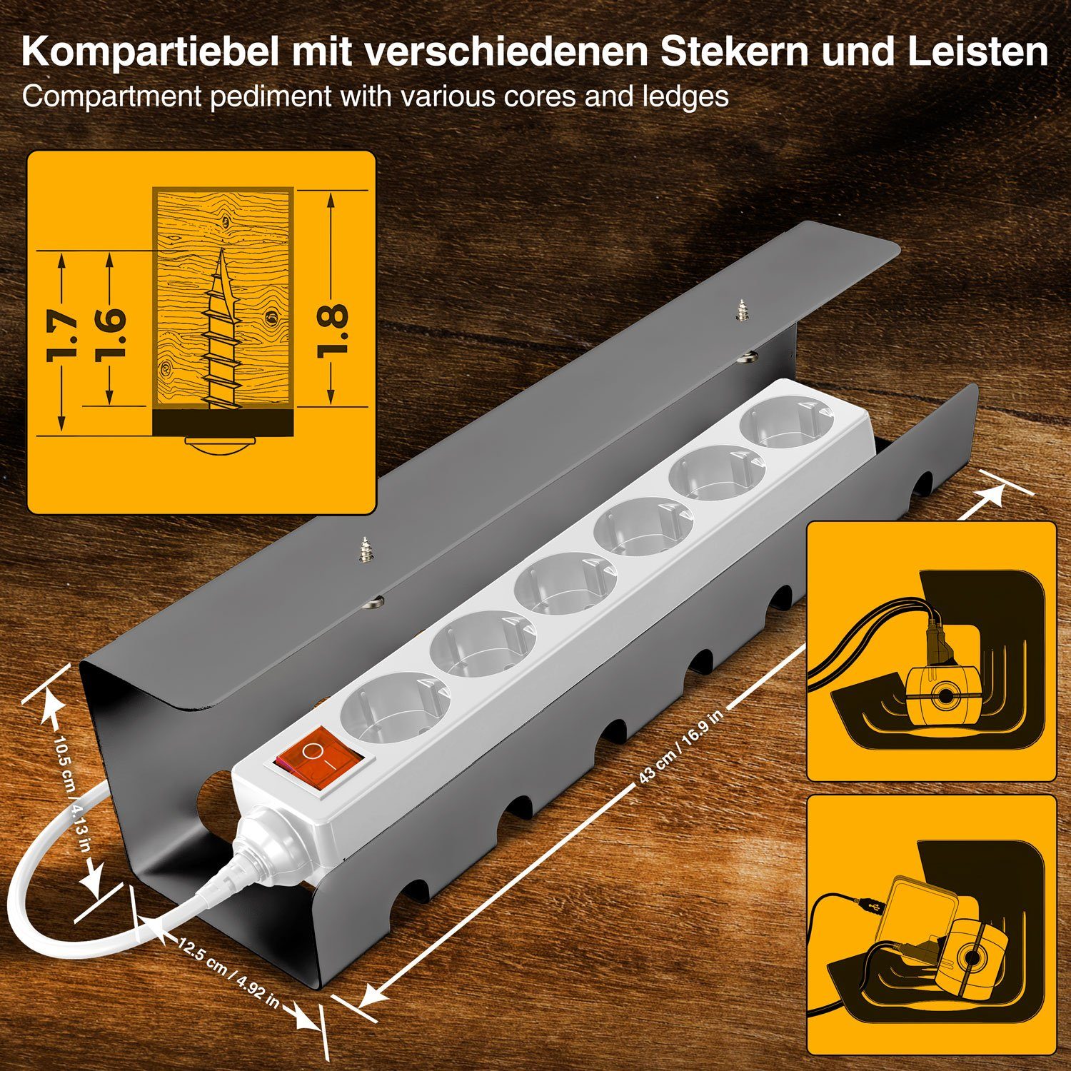 Goods+Gadgets Kabelkanal Goods+Gadgets Kabelkanal – Kabelmanagement Schreibtisch & Kabelhalter (Kabelhalter, Kabelwanne, Kabelkorb, 2-St) – Bild 4 von 5