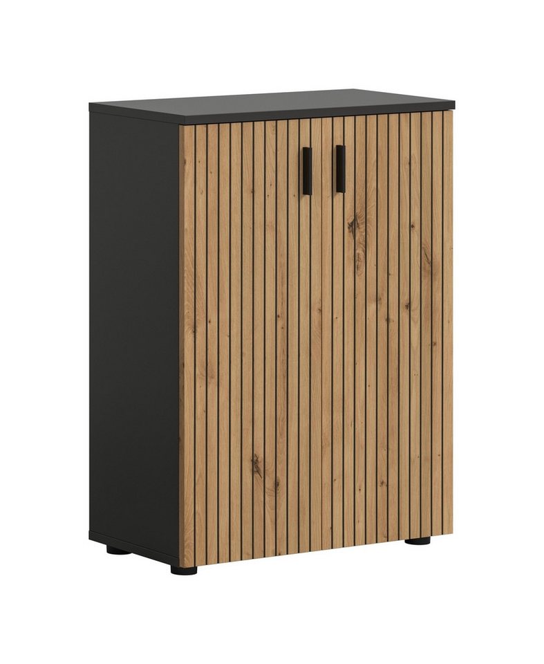 freiraum Hochschrank Mone in Basalt / Artisan Oak - 60x81x30cm (BxHxT)