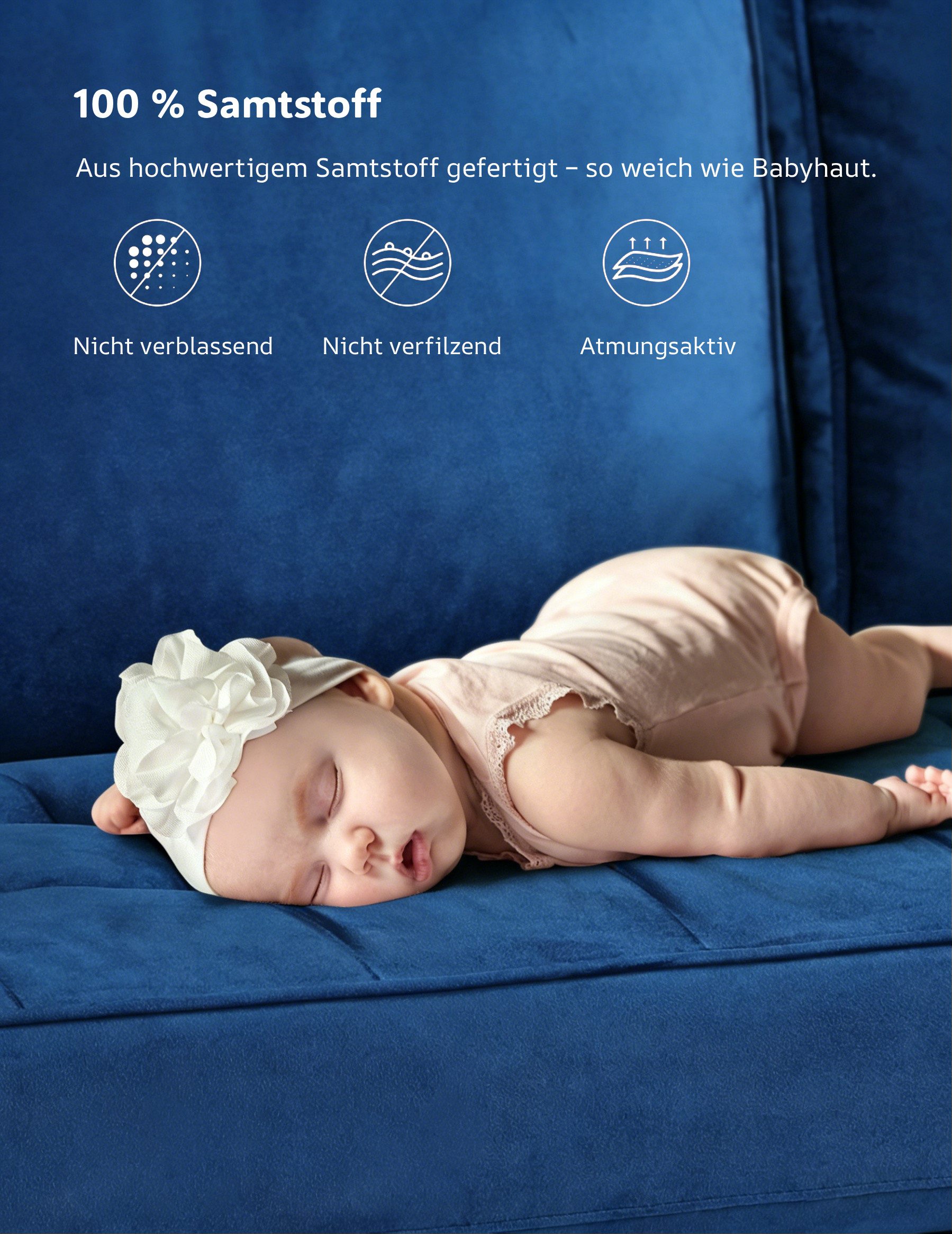 Dripex Sofa 121 cm kleines 2-Sitzer-Sofa aus Samt – bequeme Couch – Bild 4 von 5