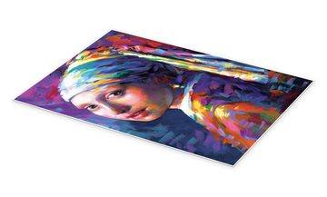 Posterlounge Poster Leon Devenice, Mädchen mit Perlenohrring, Farbenfroh, Wohnzimmer Modern Malerei