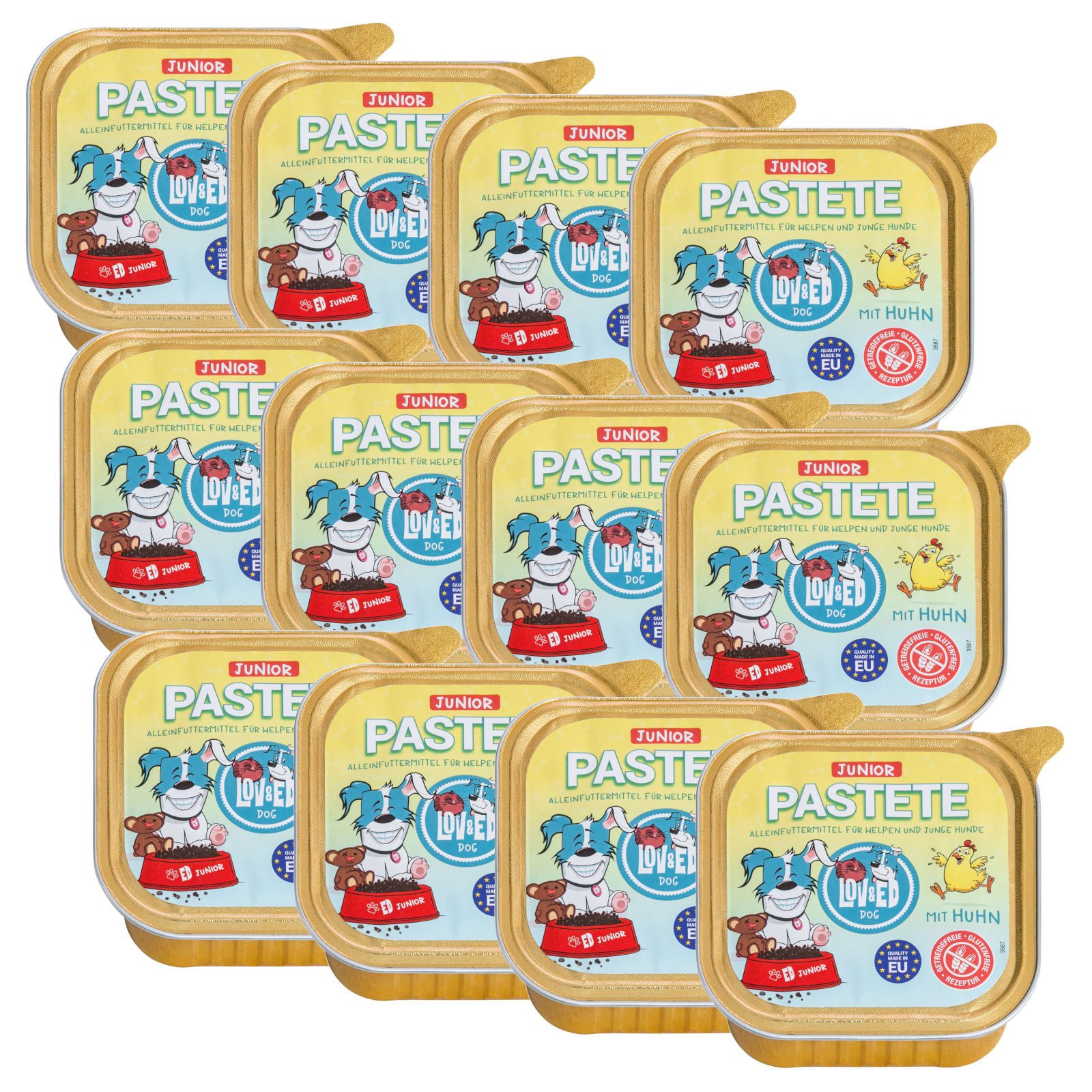 Lov&Ed Junior Pastete mit Huhn, 12x 150g, Nassfutter für Welpen und junge ..., Nassfutter für: Hund
