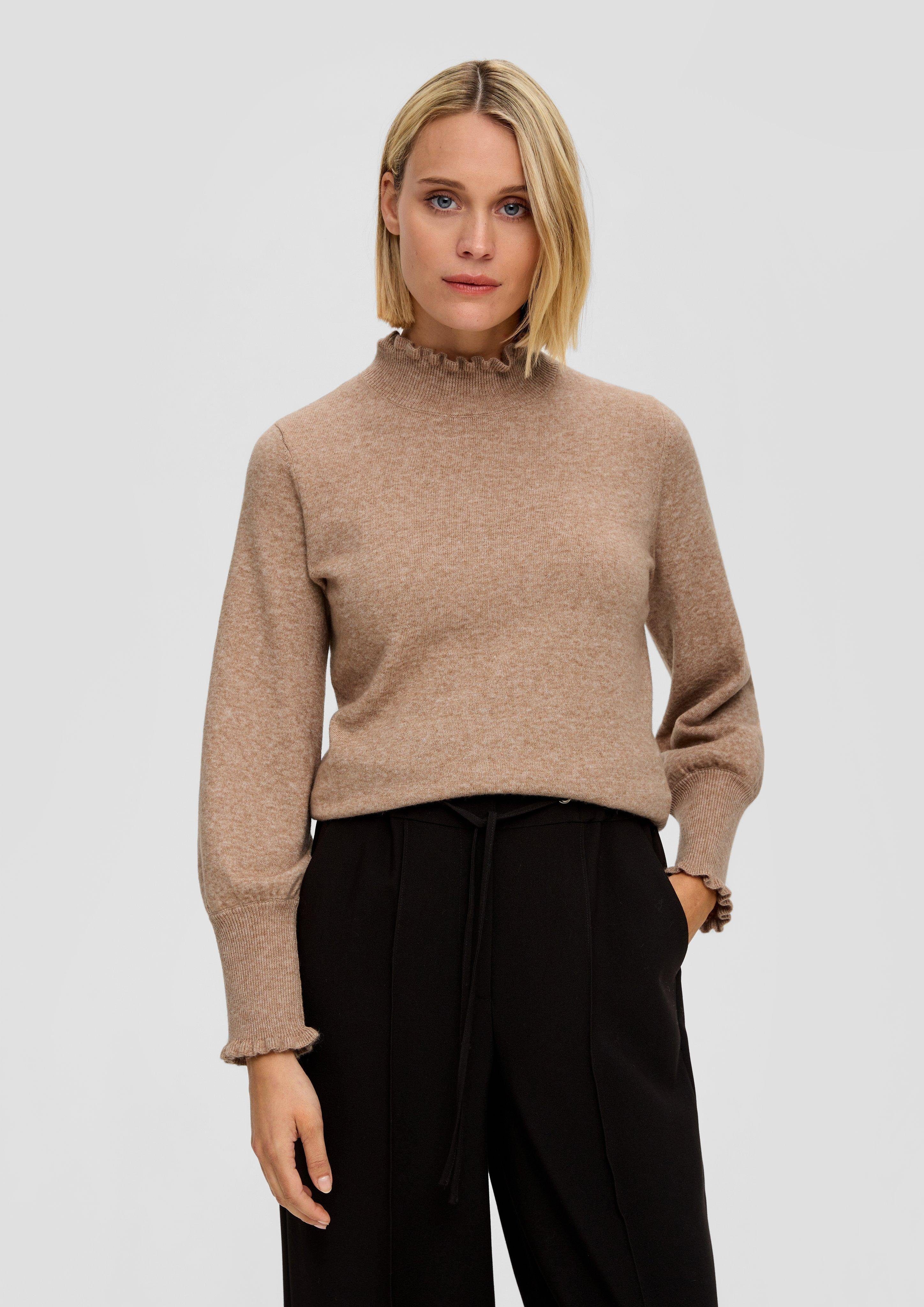 s.Oliver BLACK LABEL Strickpullover Strickpullover mit Raffung Raffung sandstein